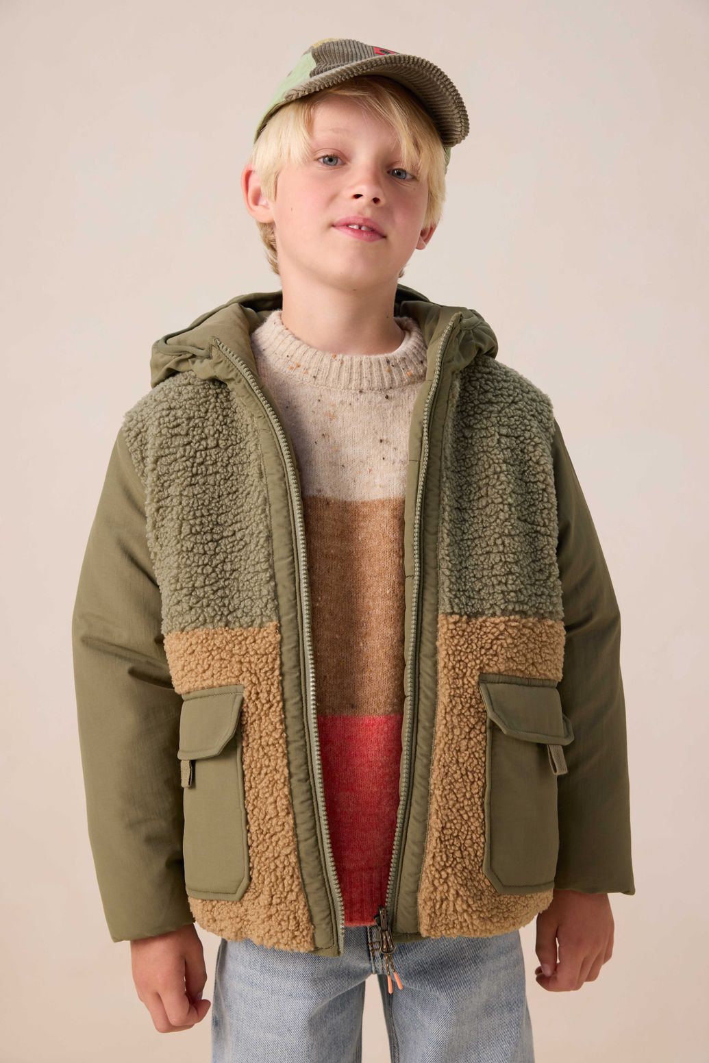 Veste réversible duveteuse - vert foncé