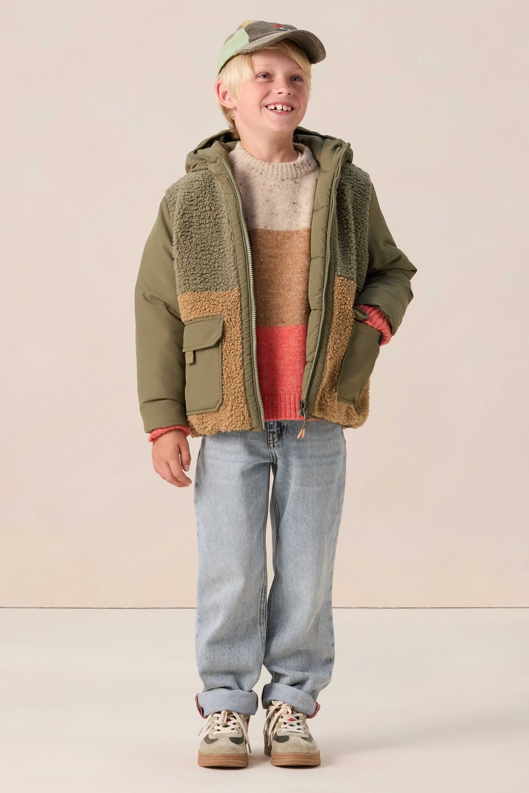 Veste réversible duveteuse - vert foncé