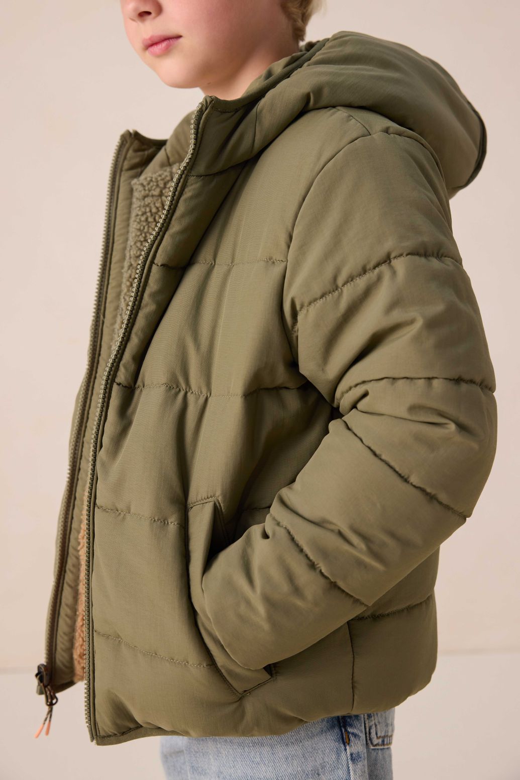 Teddy-Jacke zum Wenden - dunkelgrün