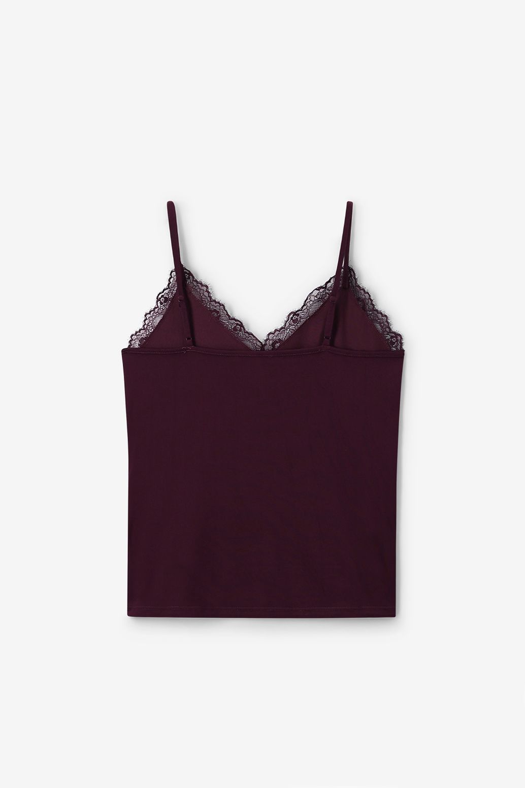 Donkerrood singlet met kant