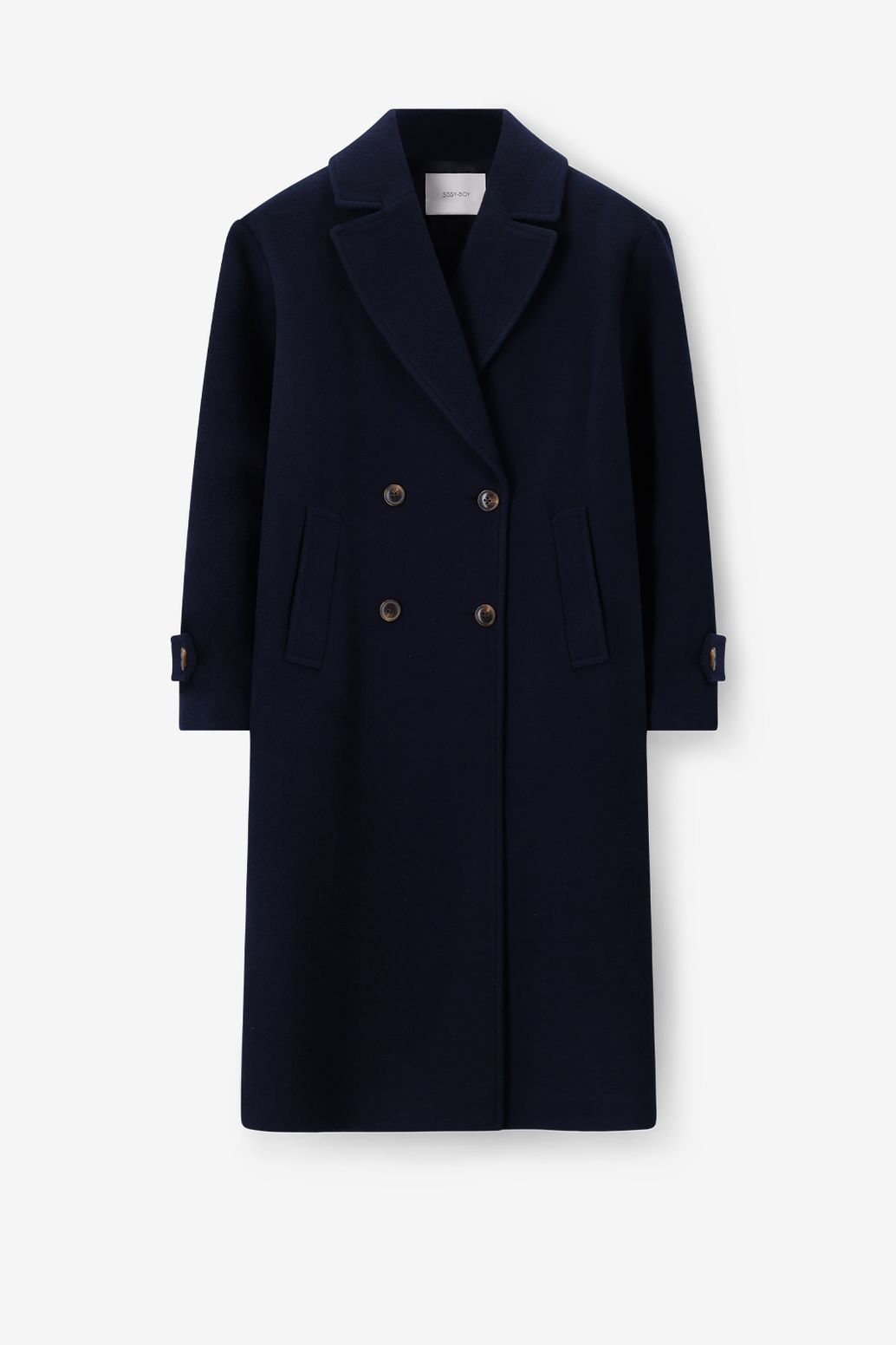 Donkerblauwe wollen jas