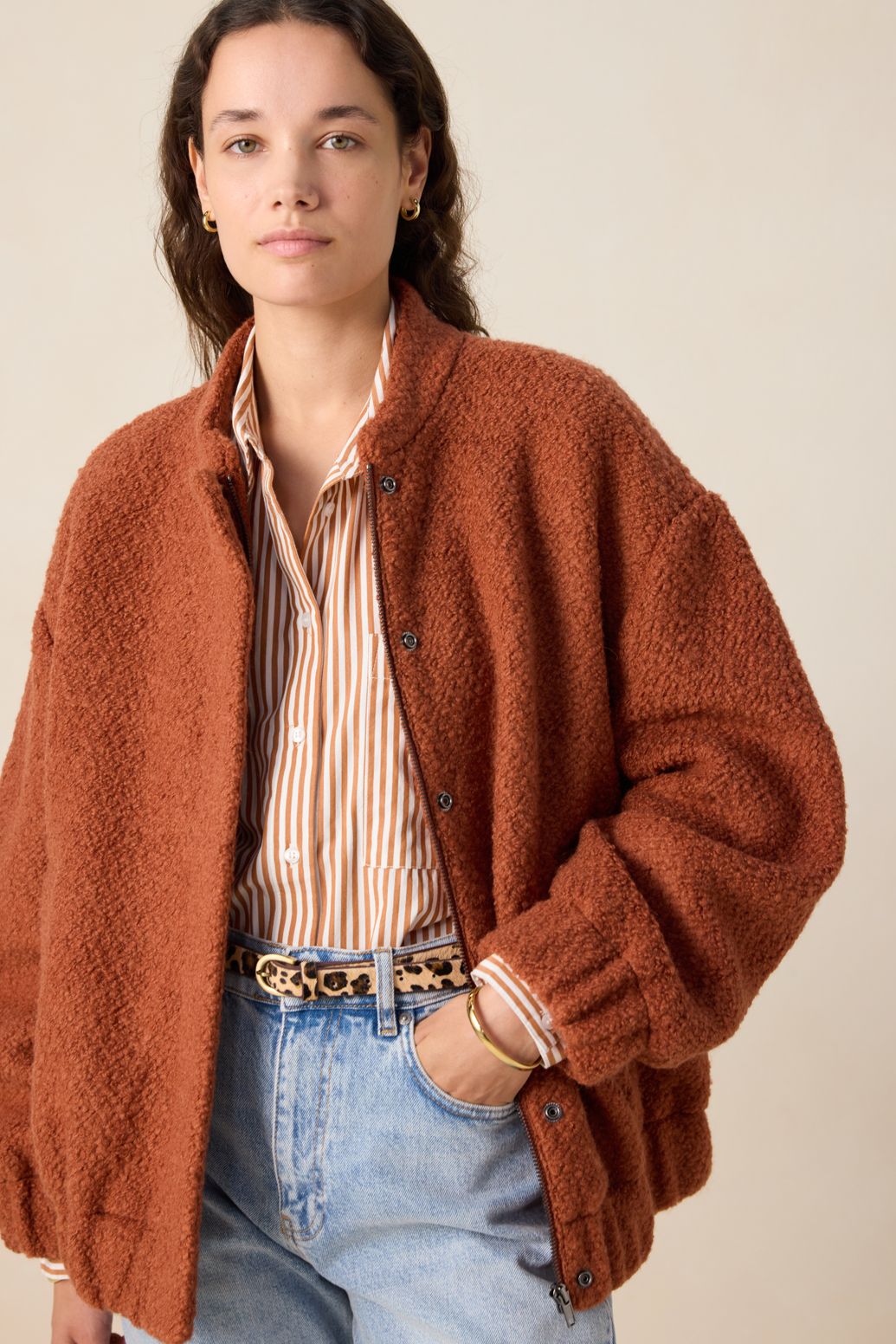 Veste bouclette - marron