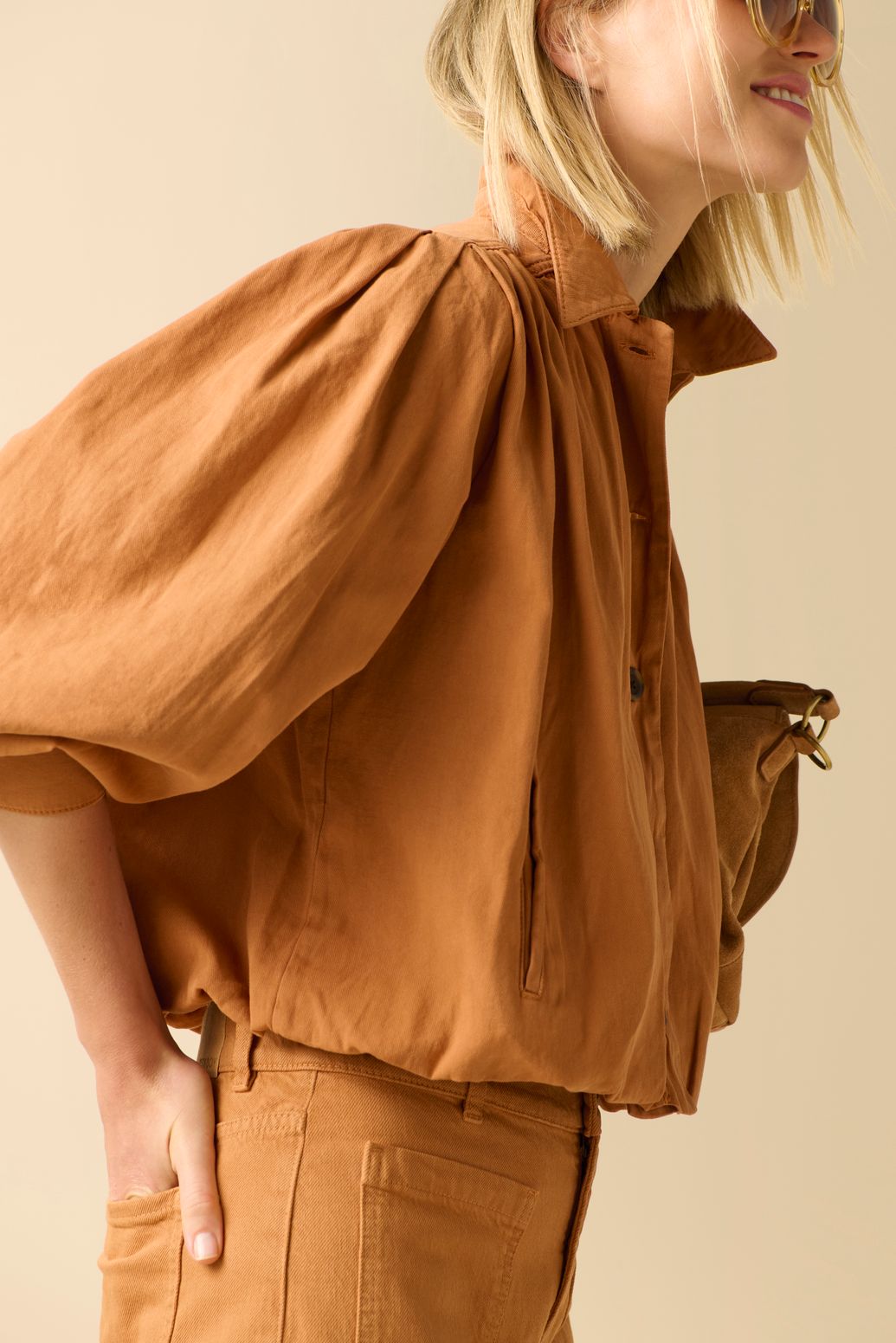Veste avec manches ballon - marron