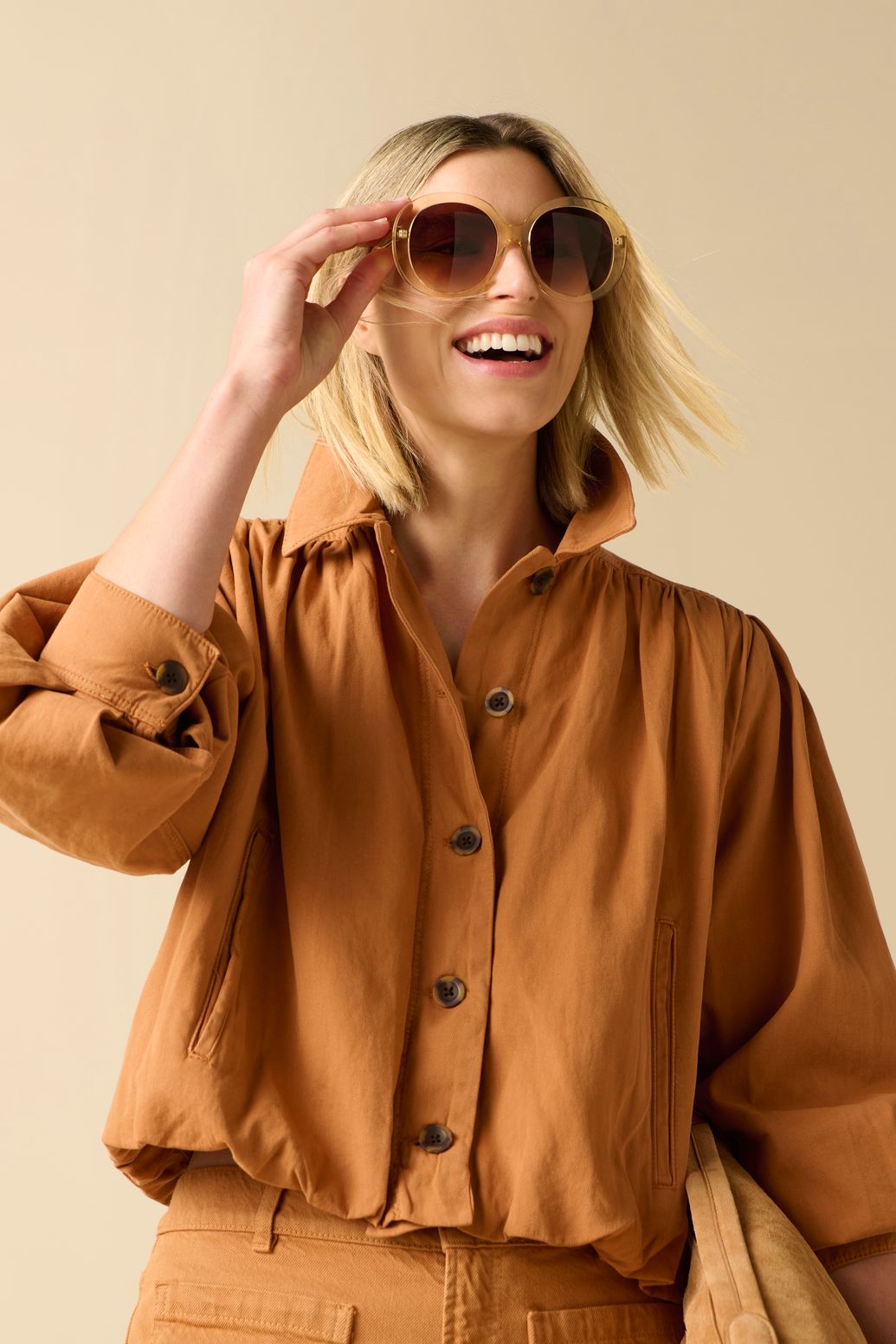 Veste avec manches ballon - marron