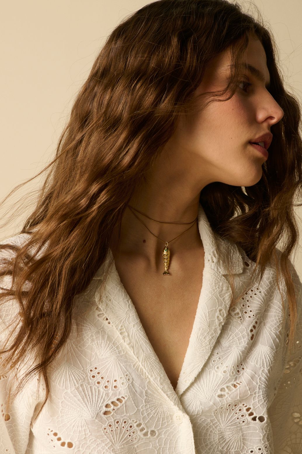 Collier avec pendentif poisson - doré