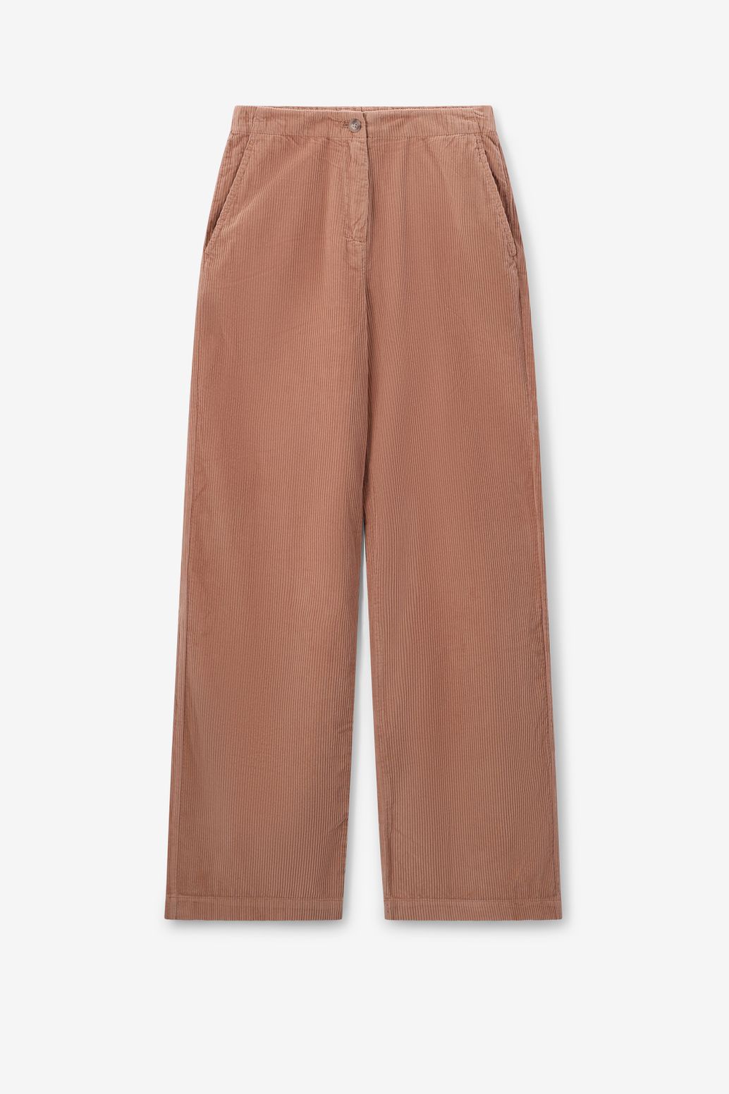 Bruine high waist wide leg corduroy broek