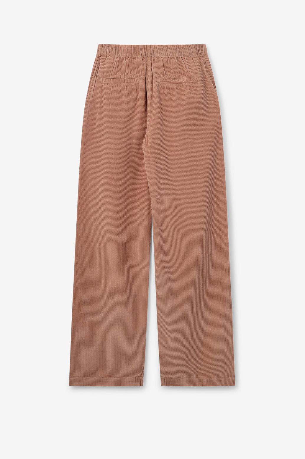 Pantalon en velours côtelé avec jambes larges et taille haute - marron