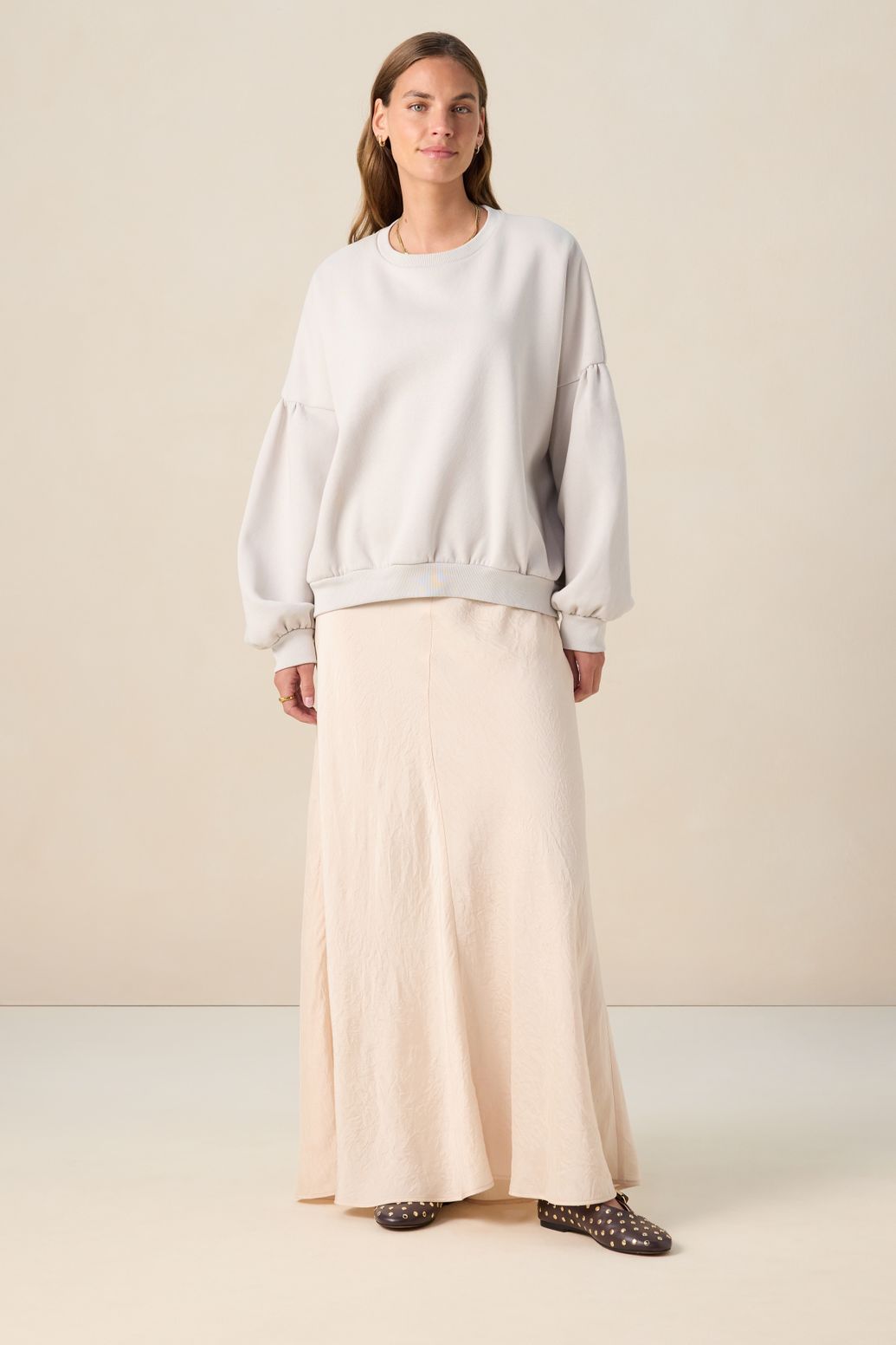 Sweat avec manches bouffantes - gris