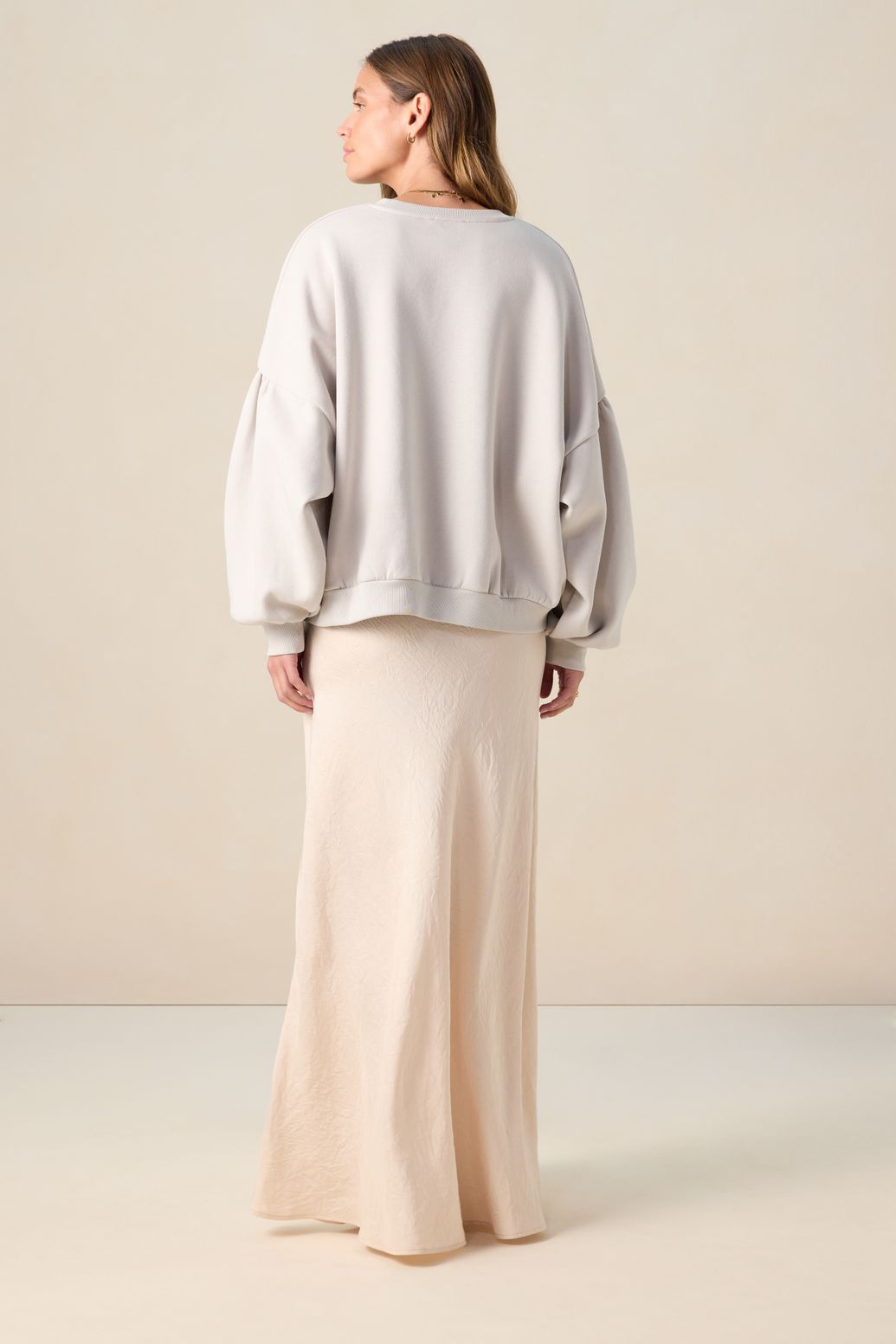 Sweat avec manches bouffantes - gris