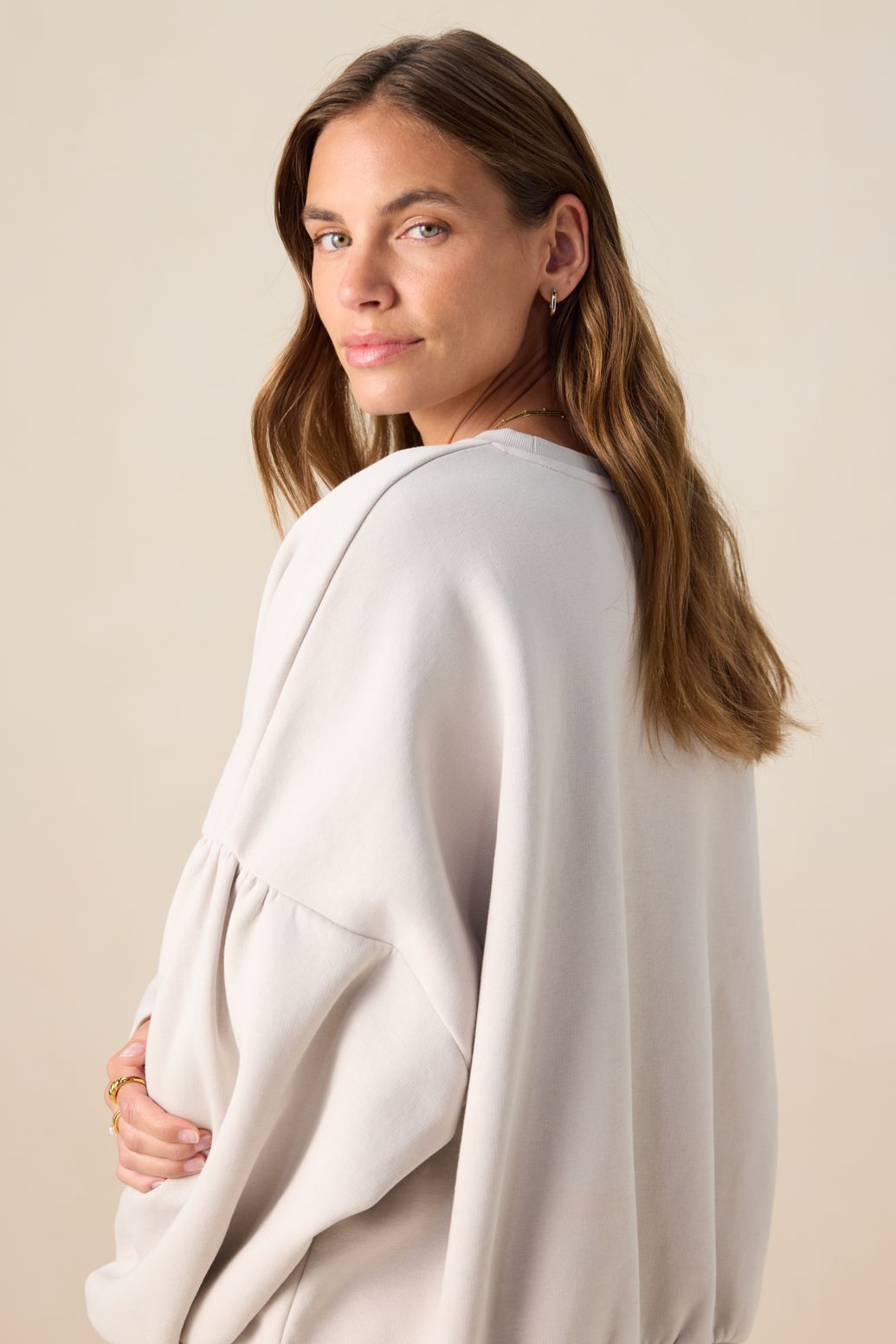 Sweat avec manches bouffantes - gris