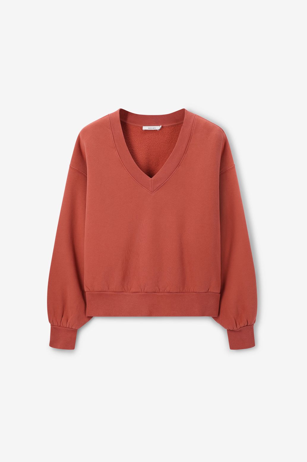 Sweat avec col V - rouge