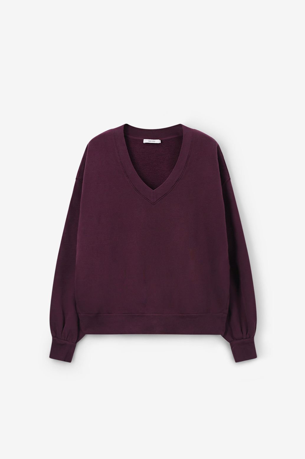 Sweat avec col V - rouge foncé