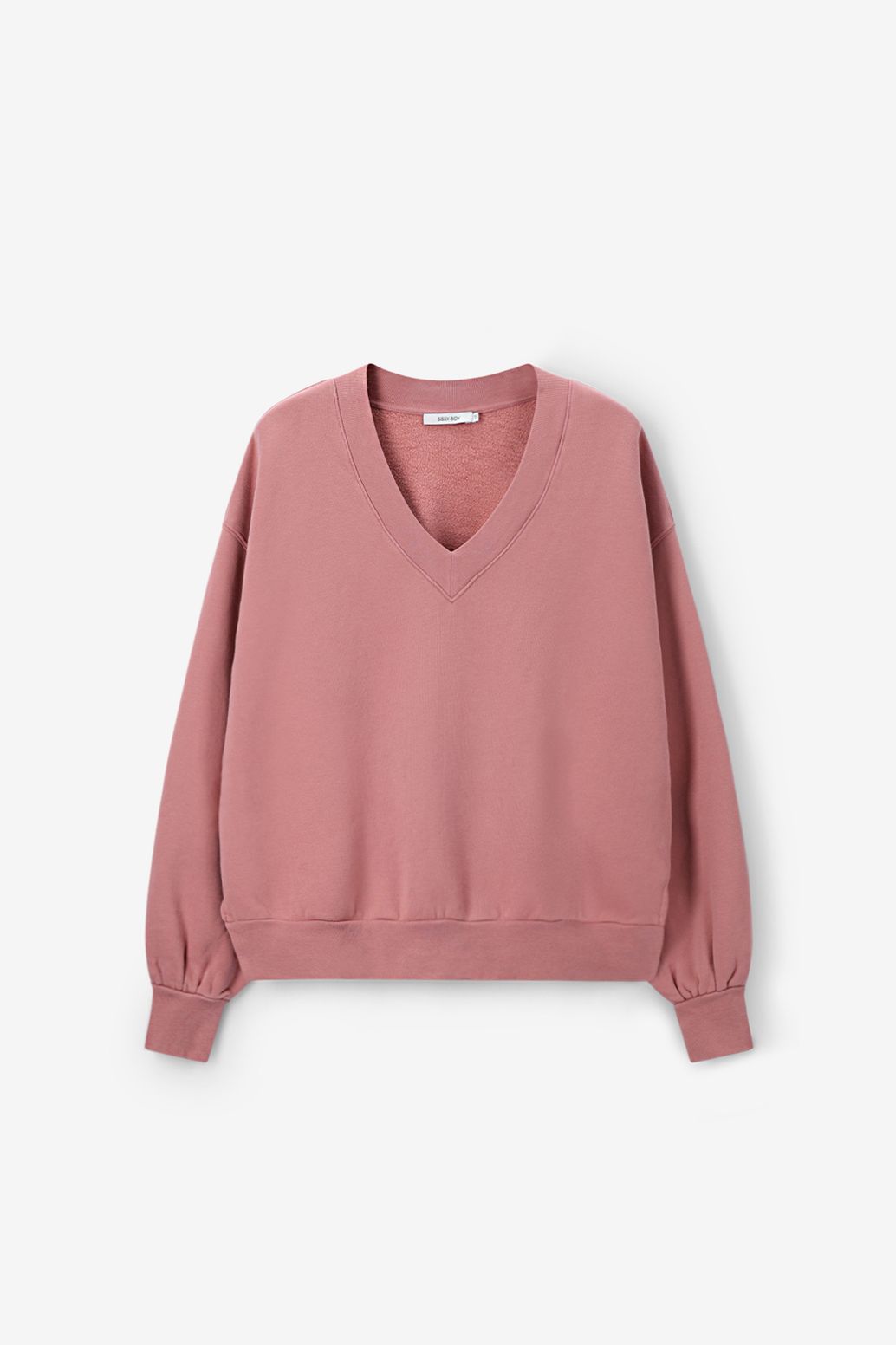 Sweat avec col V - rose