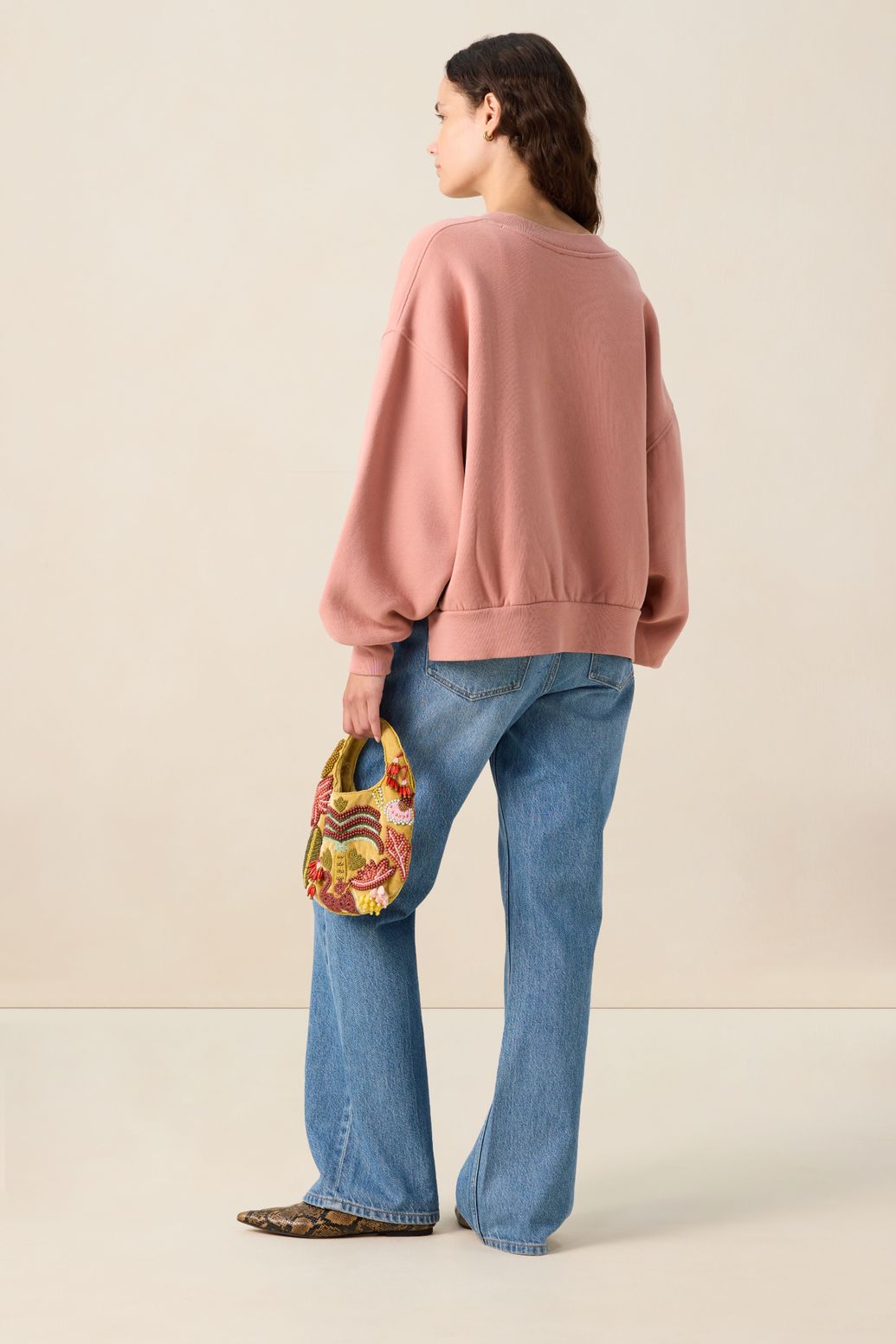 Sweater mit V-Ausschnitt - rosa