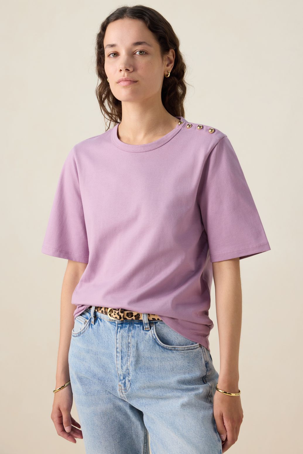 T-shirt avec boutons - violet clair