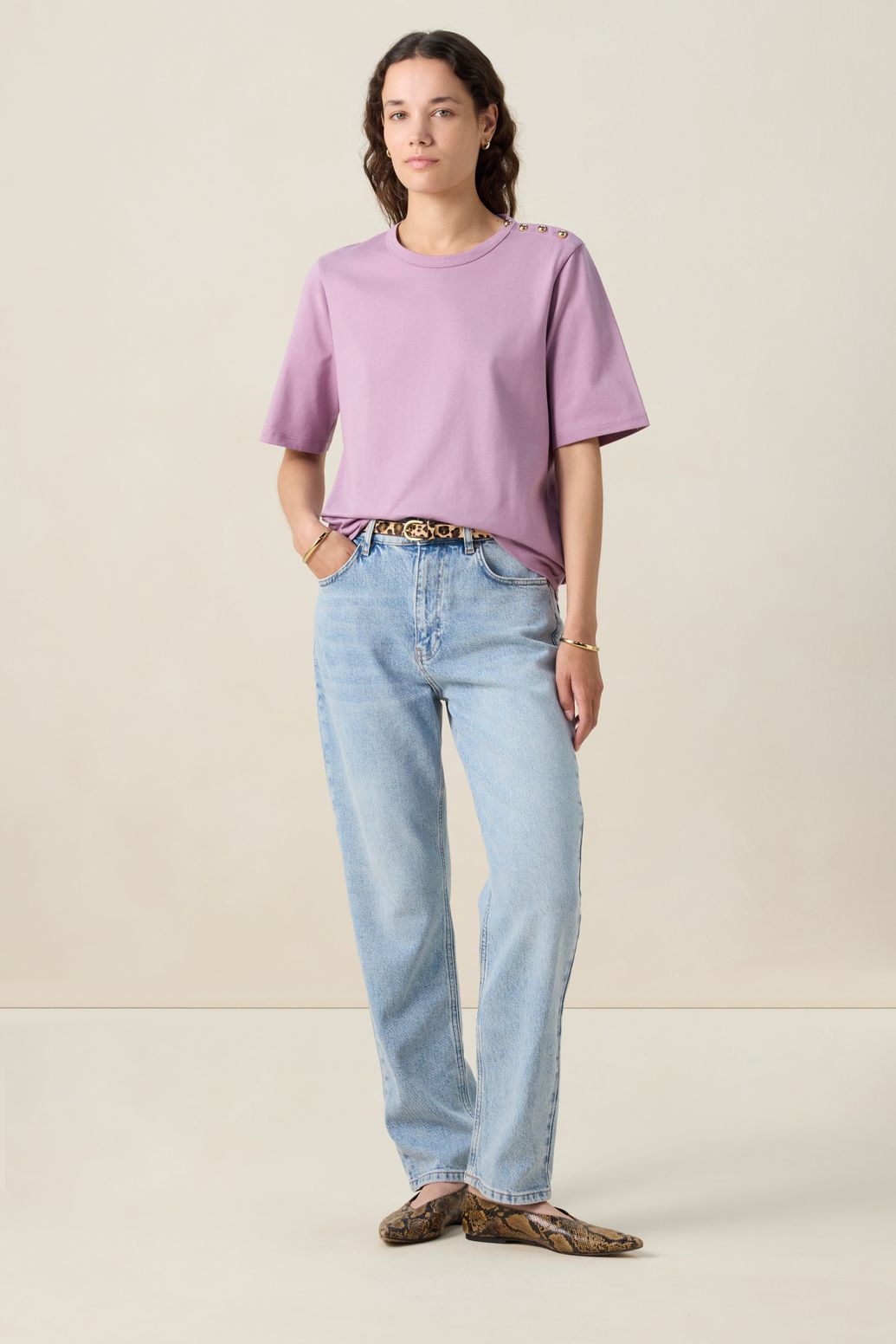 T-shirt avec boutons - violet clair