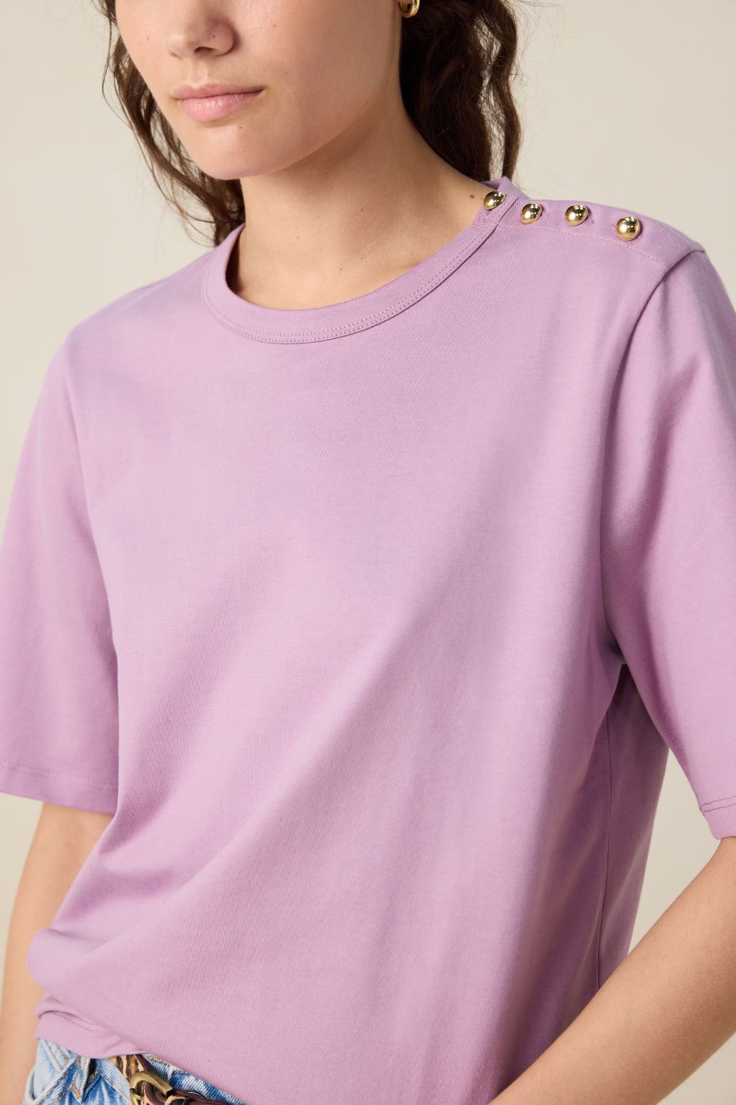 T-shirt avec boutons - violet clair