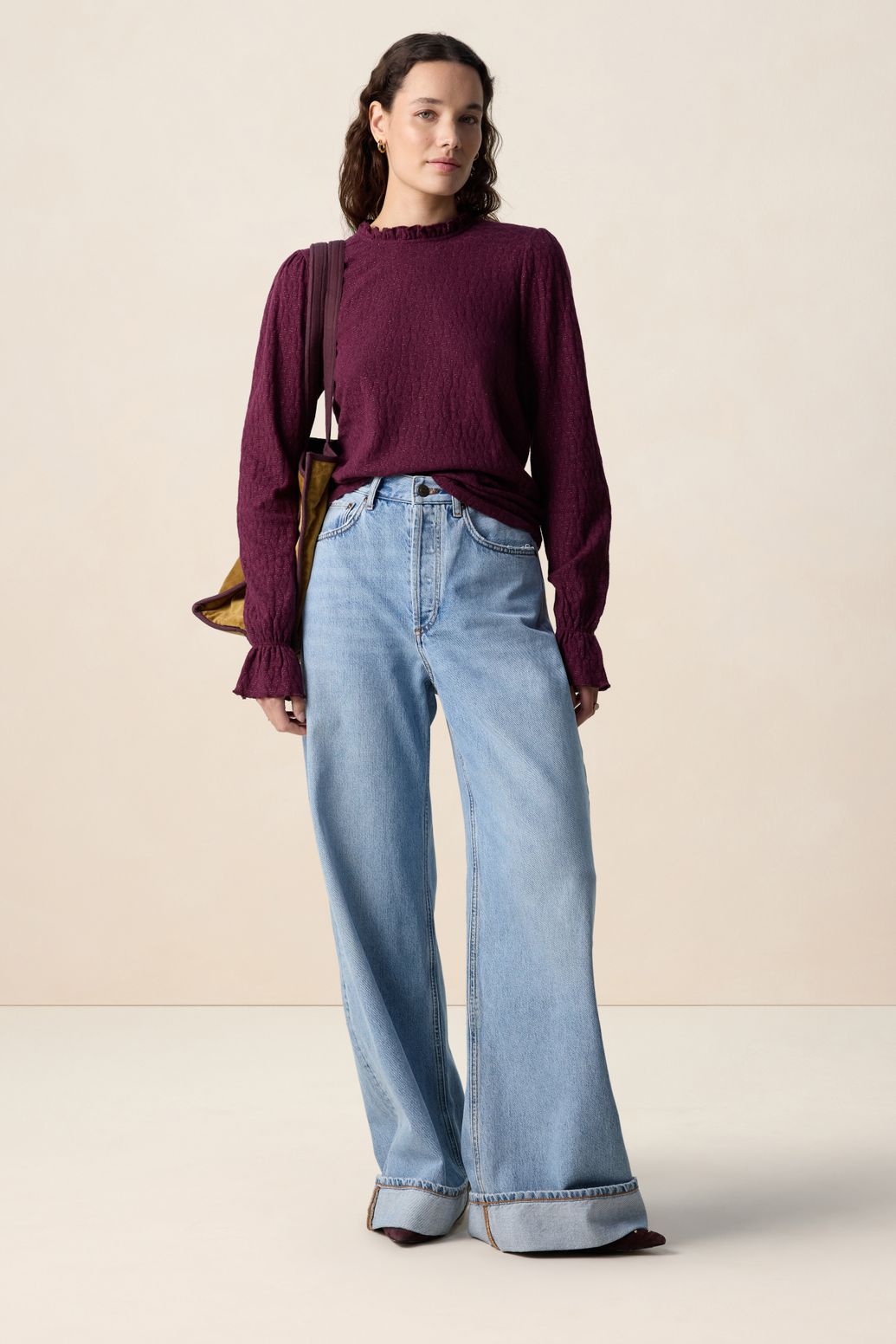 Donkerrood T-shirt met lurex