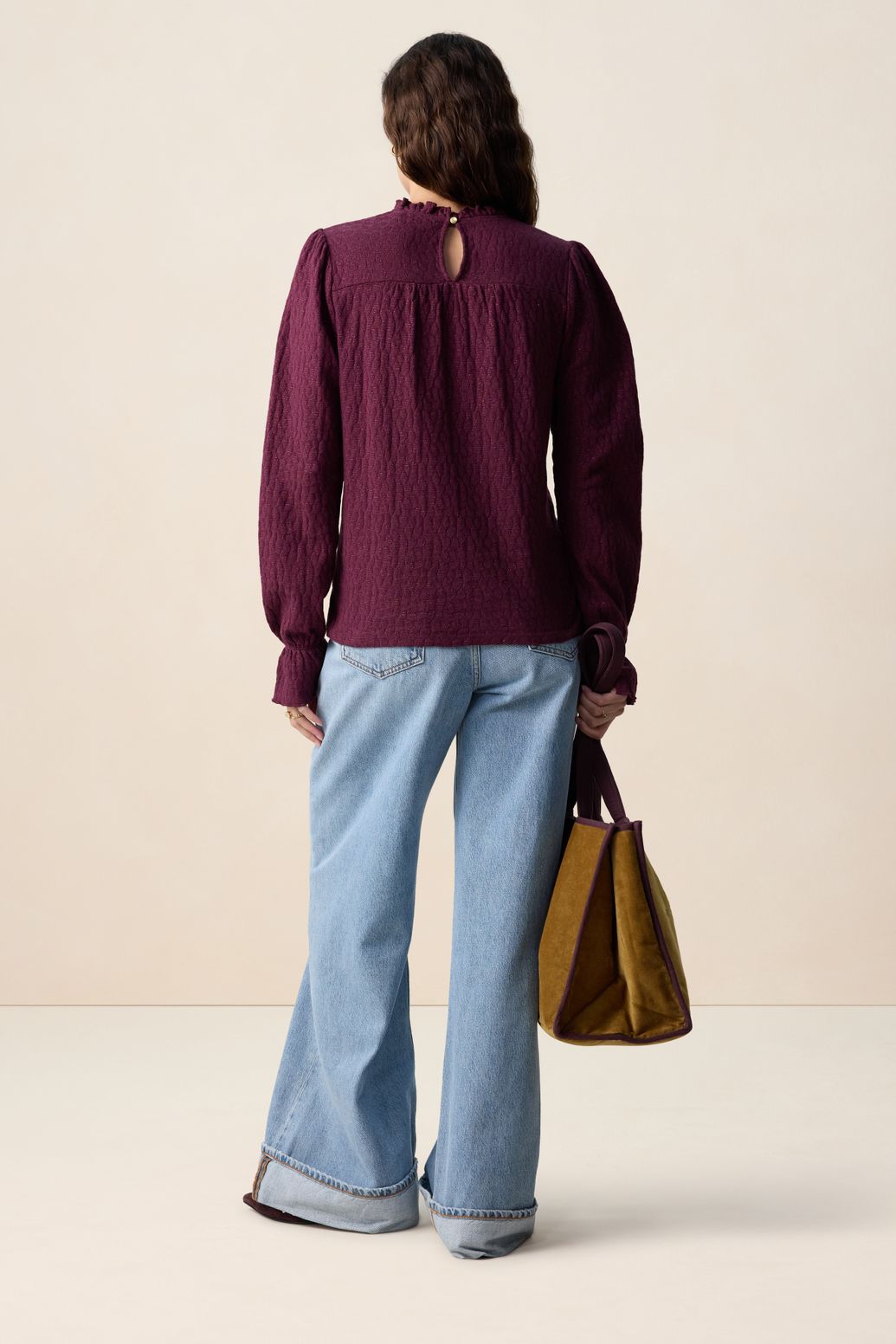 Donkerrood T-shirt met lurex