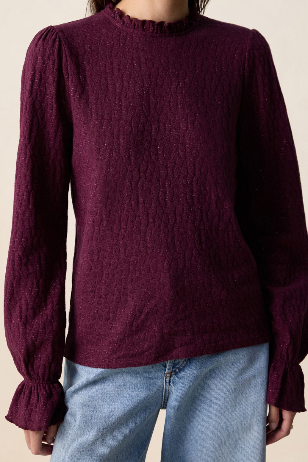 Donkerrood T-shirt met lurex