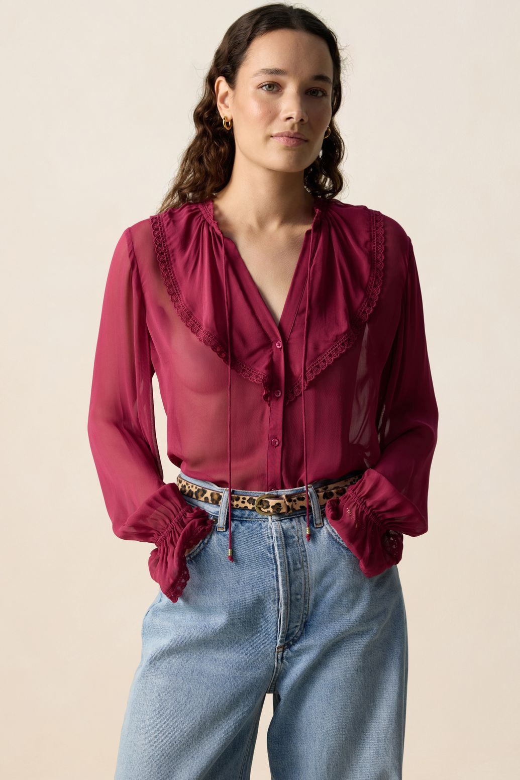 Donkerrode blouse