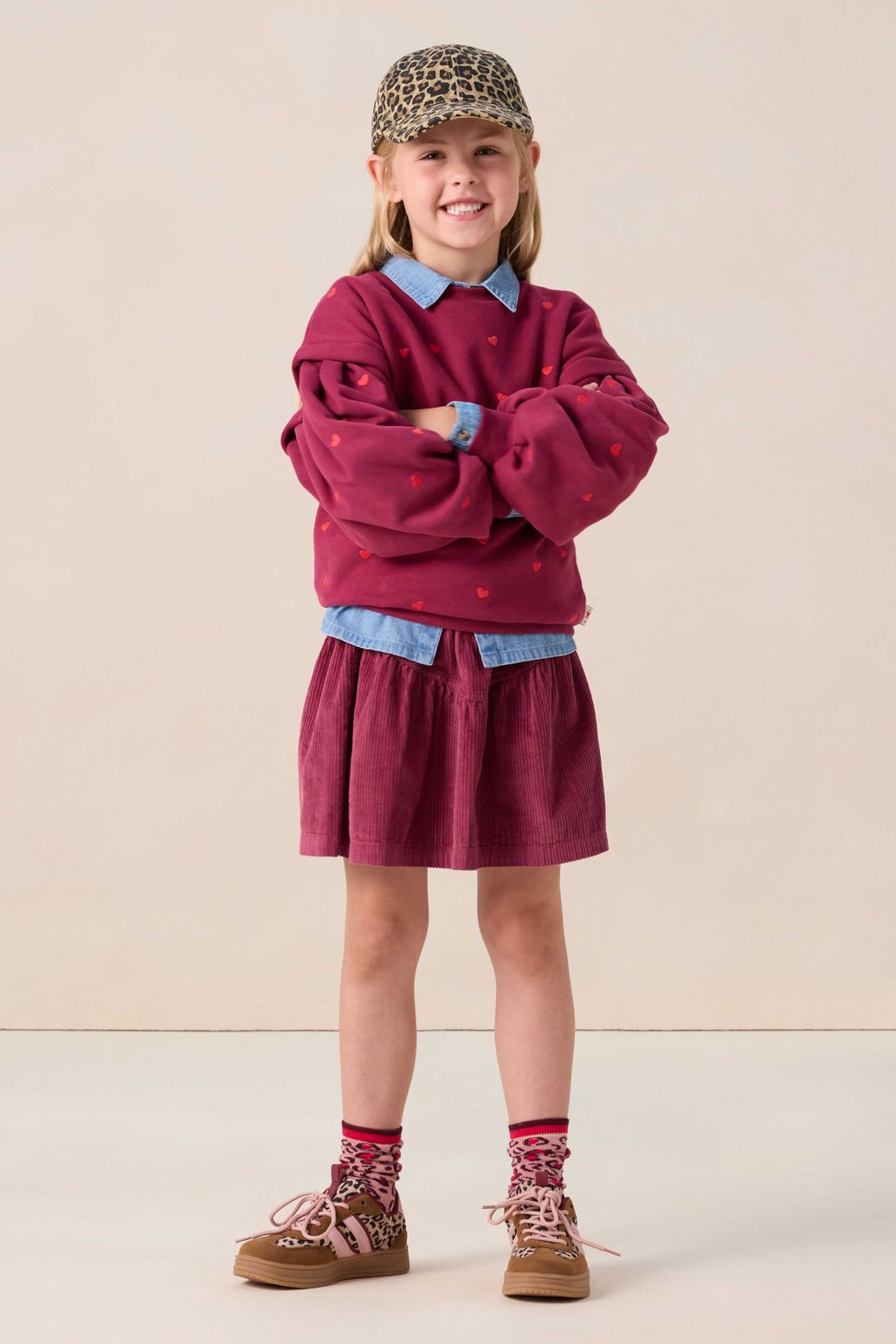 Donkerrode corduroy rok