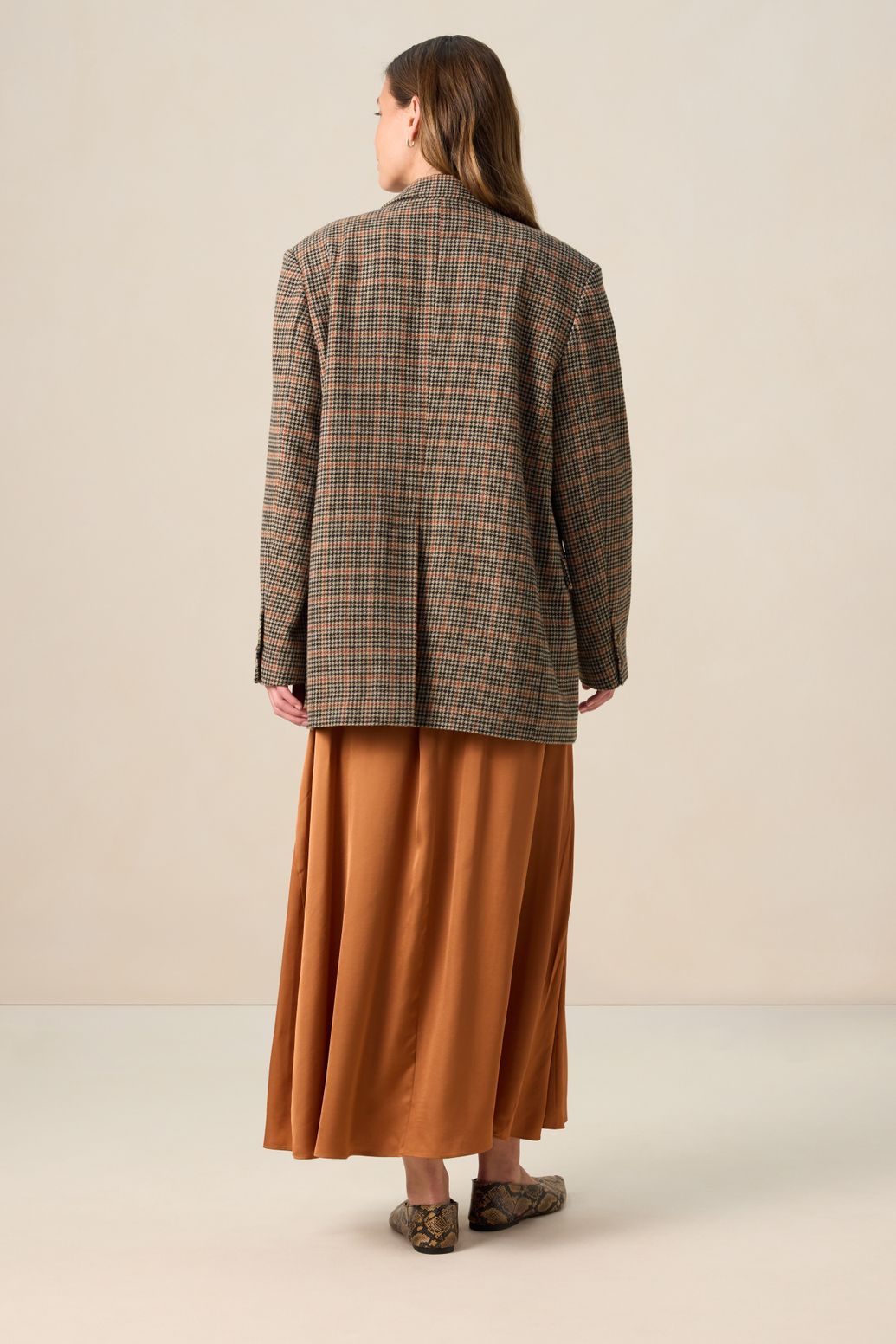 Donkerbruine geruite blazer