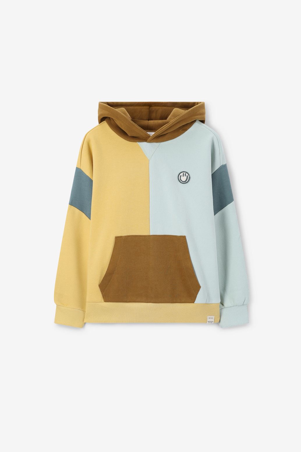 Sweat à capuche color block - jaune