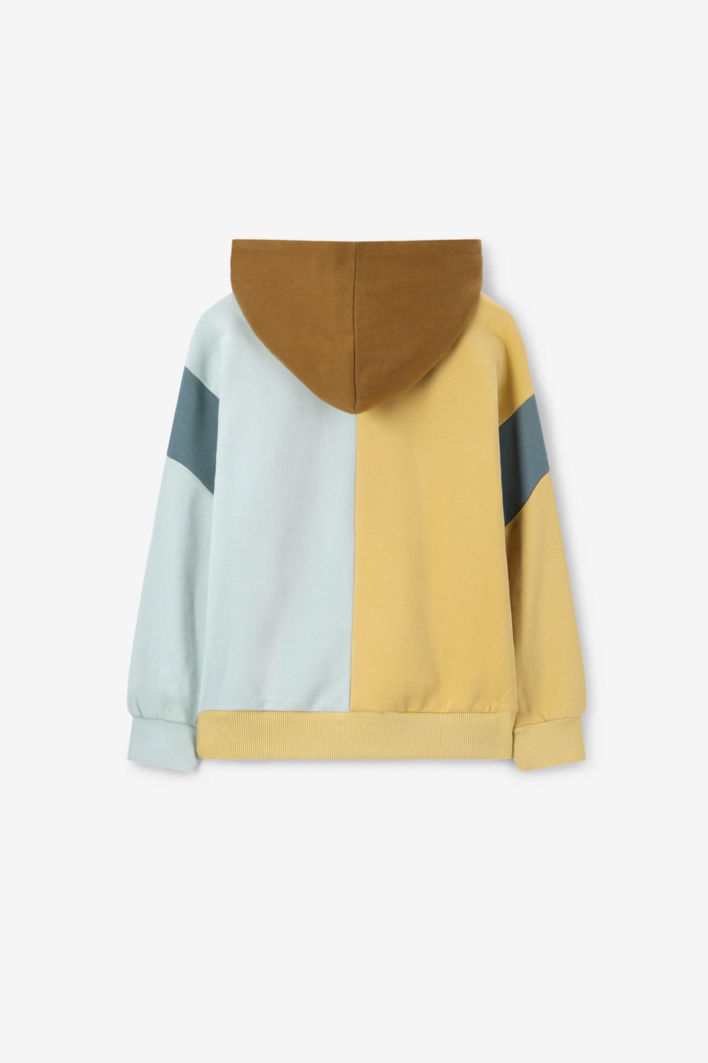 Sweat à capuche color block - jaune