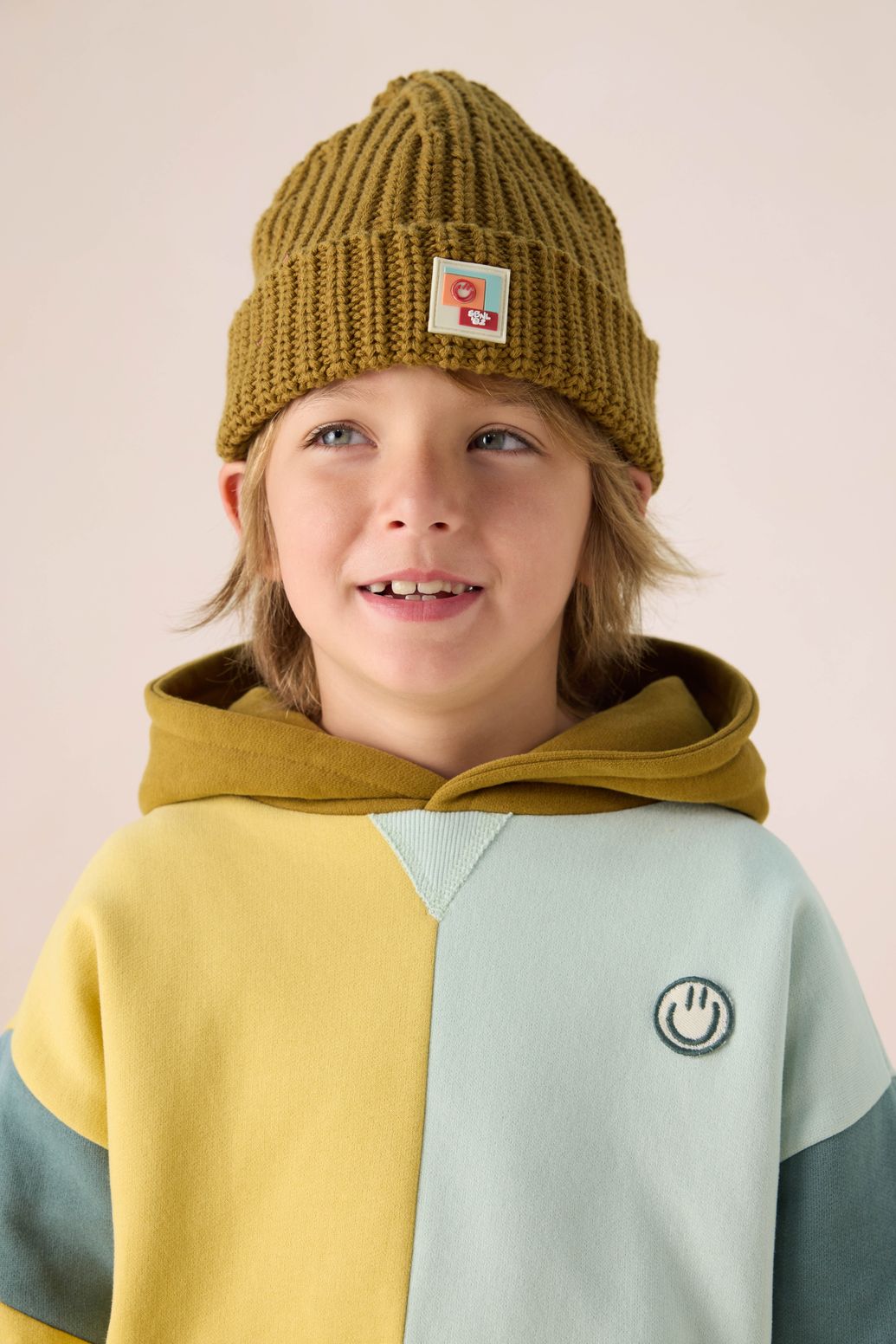 Sweat à capuche color block - jaune