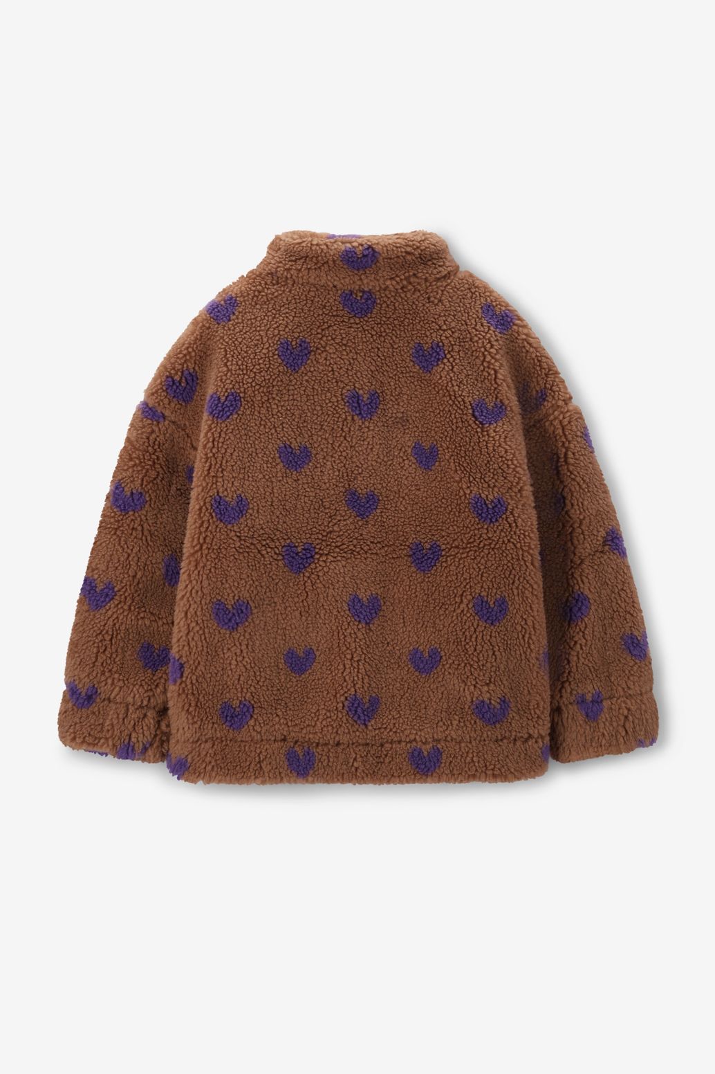 Bruine teddy jas met hartjes