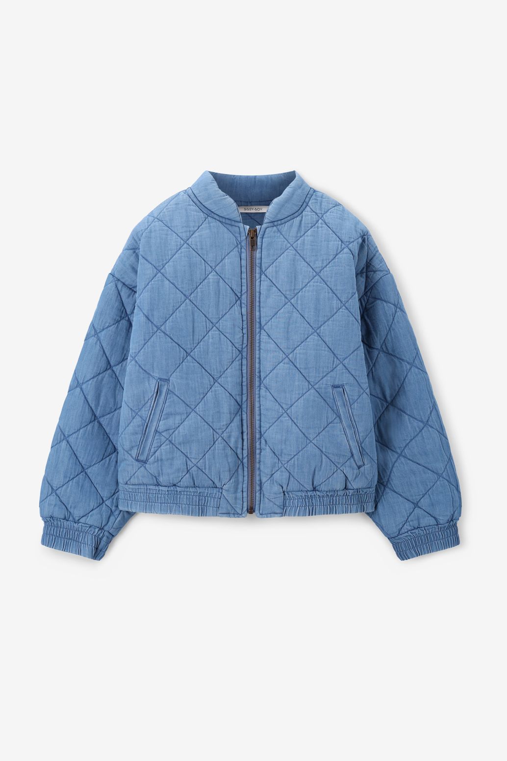Blauw denim padded jack met hartje