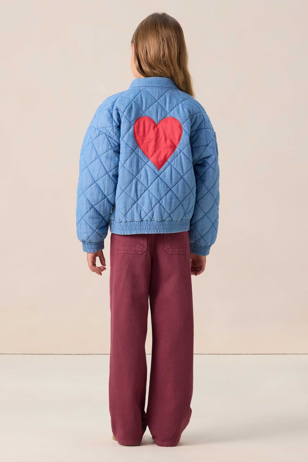 Blauw denim padded jack met hartje