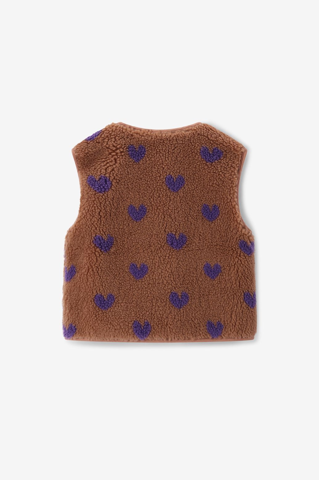 Teddy-Weste mit Herzmuster - braun