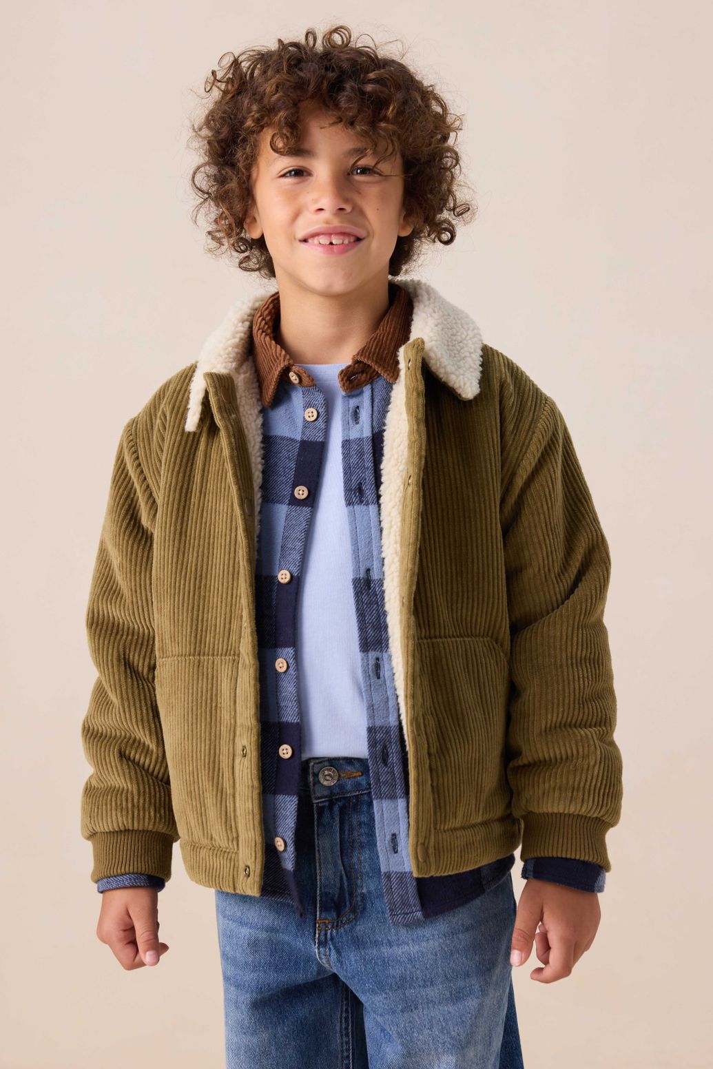 Groene reversible corduroy jas