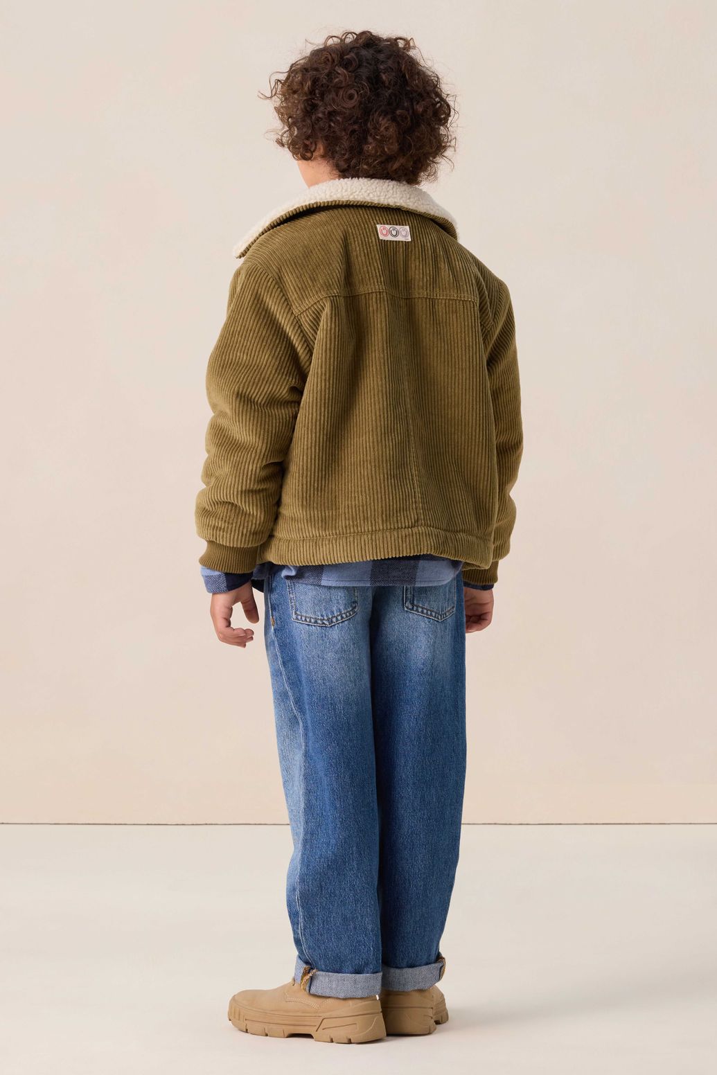 Groene reversible corduroy jas