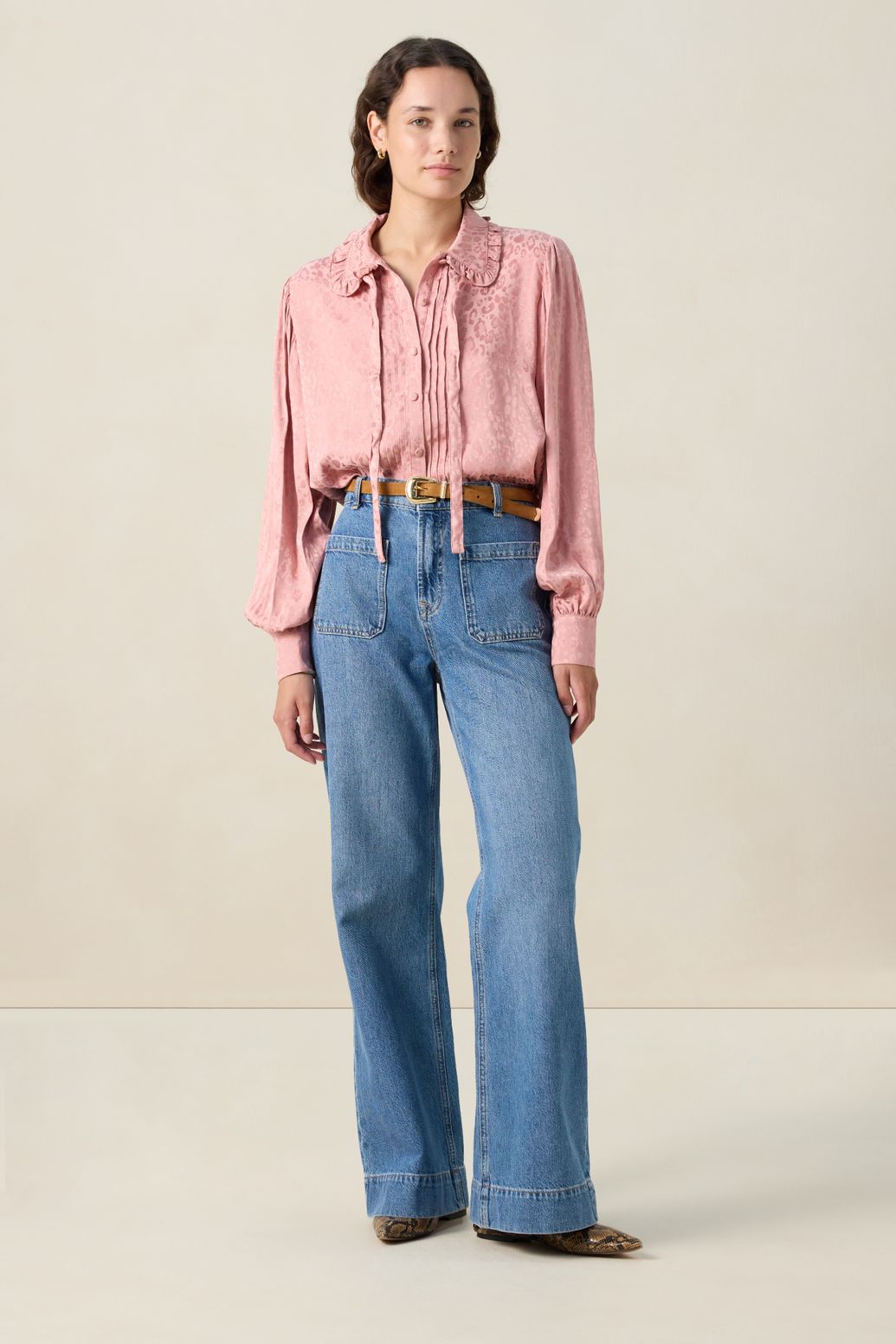 Blouse avec nœud - rose