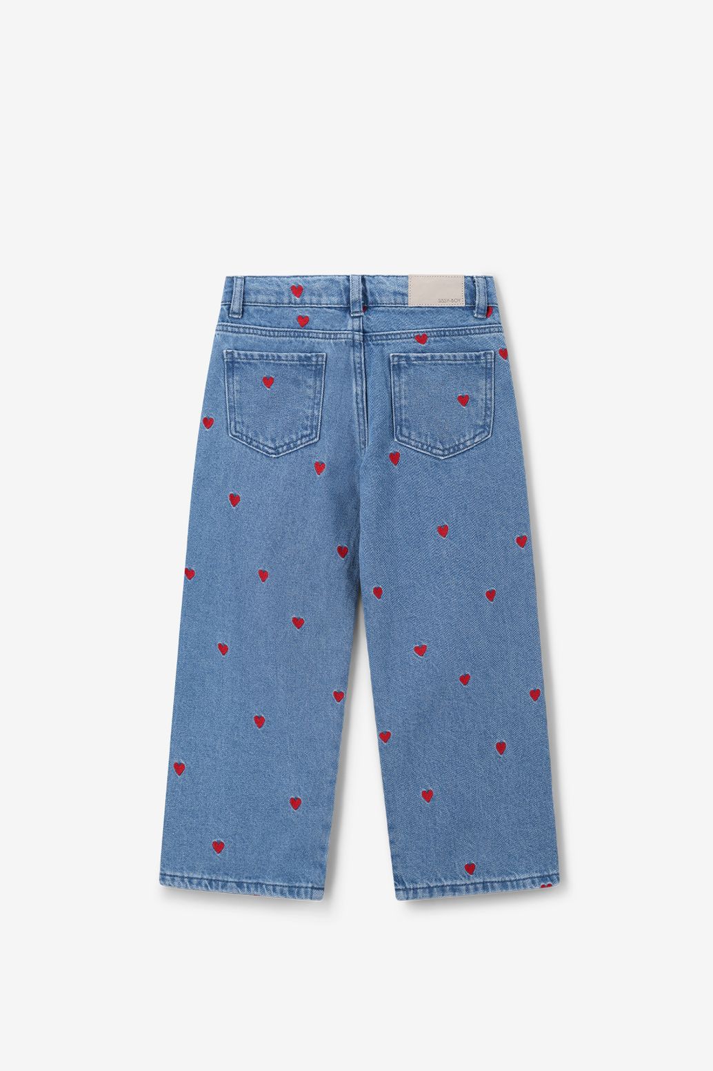 Straight Leg Jeans mit Herzstickerei - blau