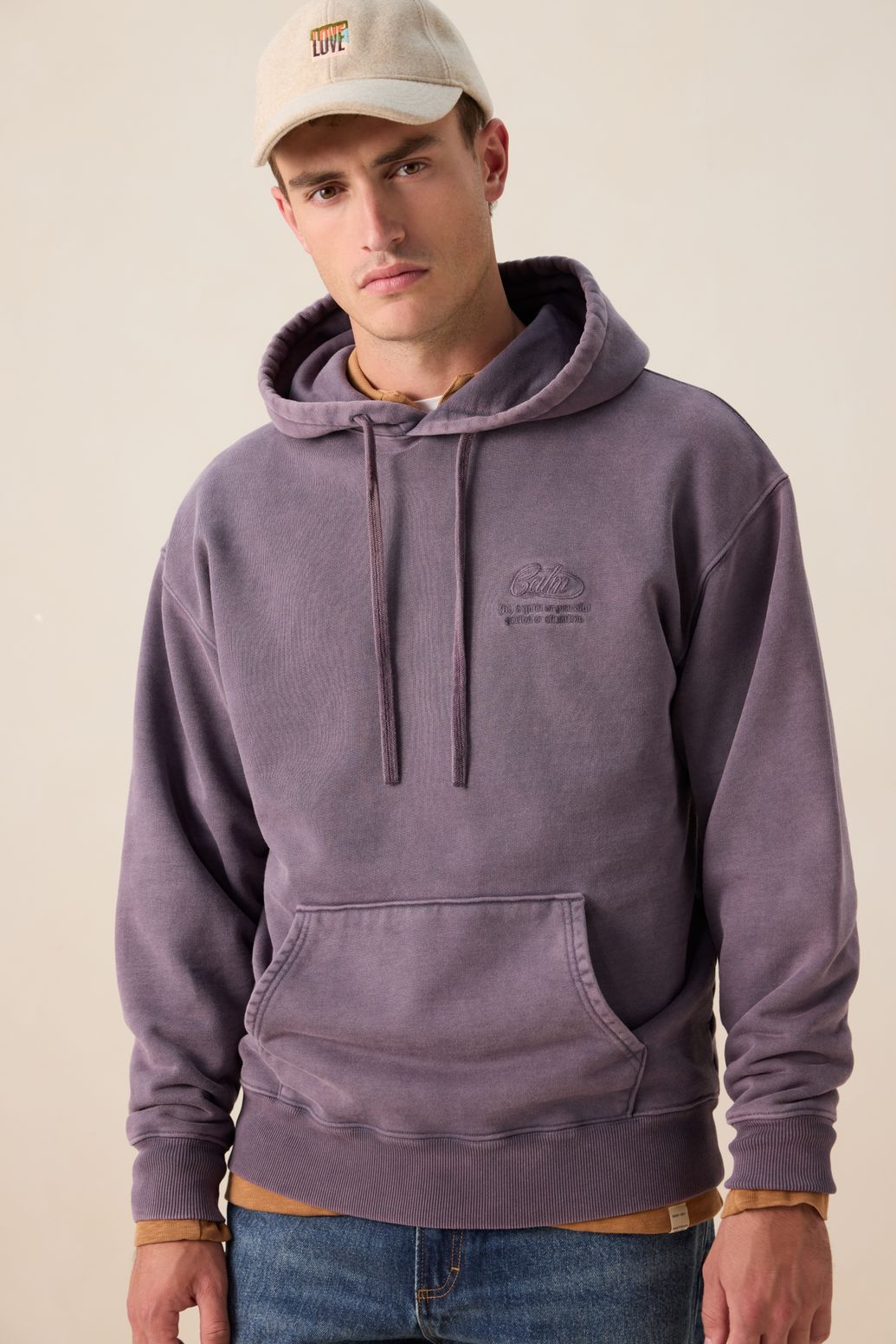 Hoodie mit Stickerei-Detail - lila