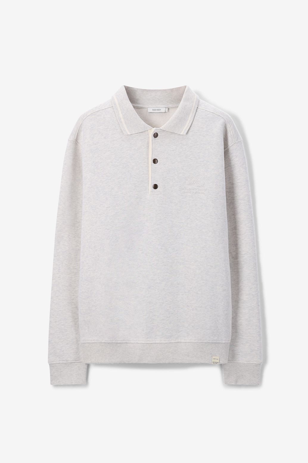 Beige melange sweater met polokraag