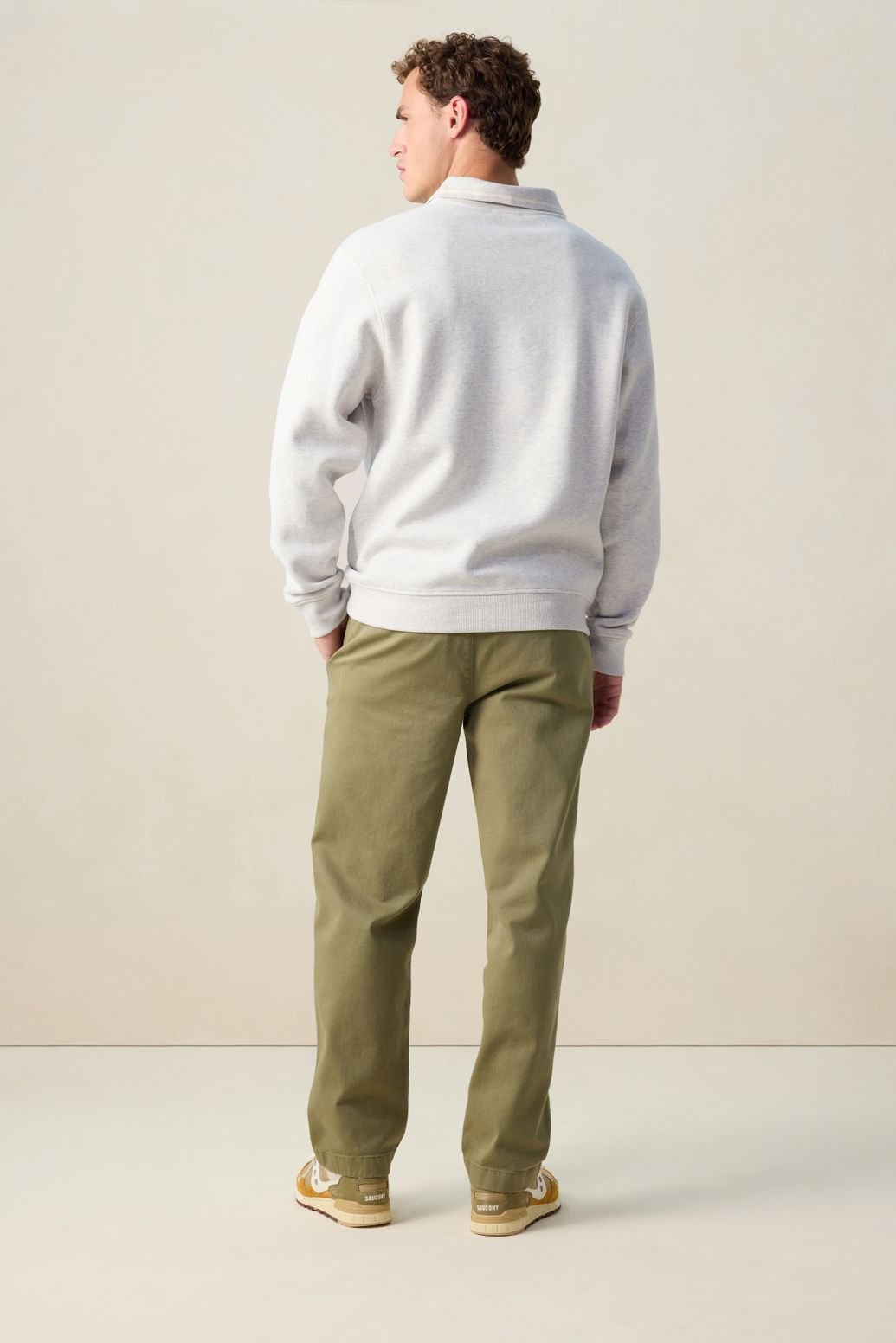 Beige melange sweater met polokraag