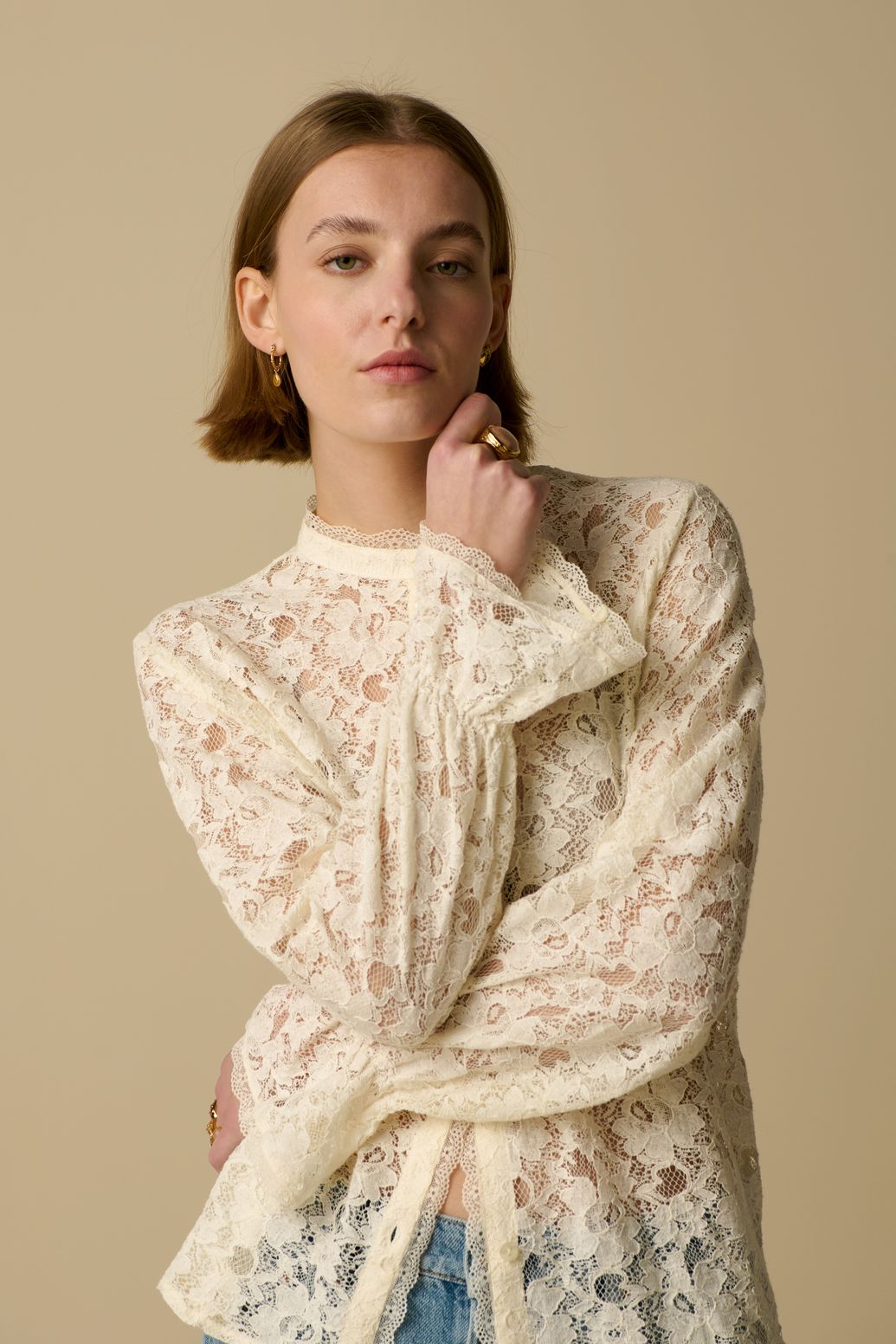Witte kanten blouse