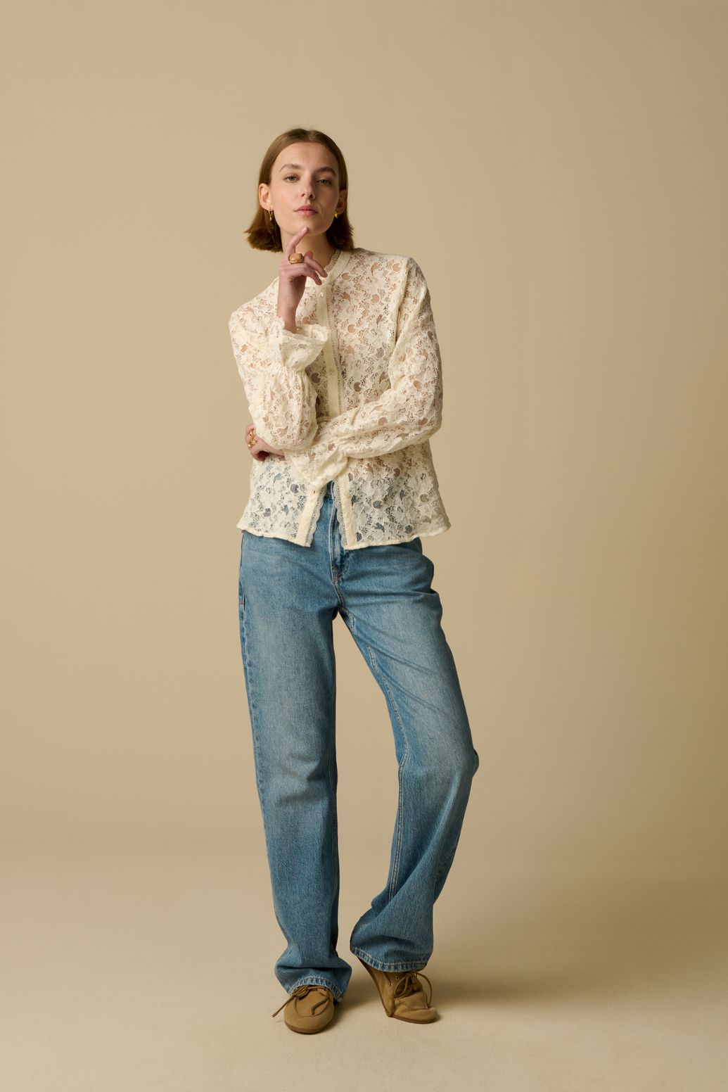 Witte kanten blouse