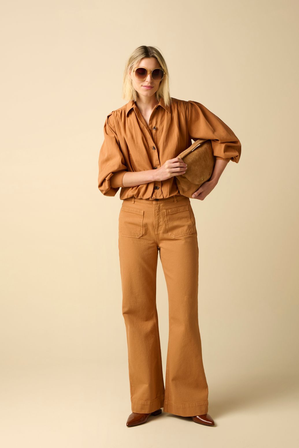 Weite Jeans - hellbraun