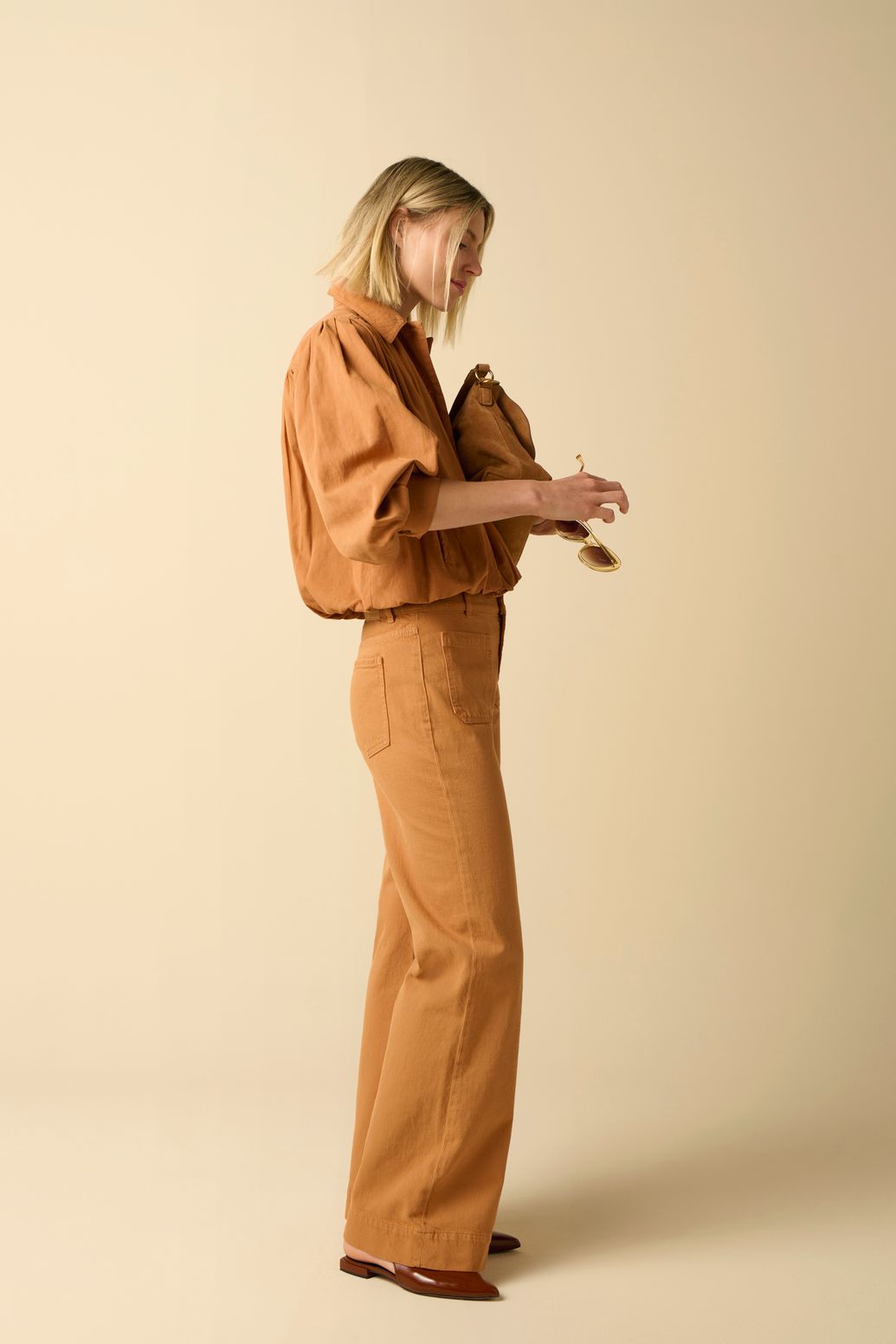 Weite Jeans - hellbraun