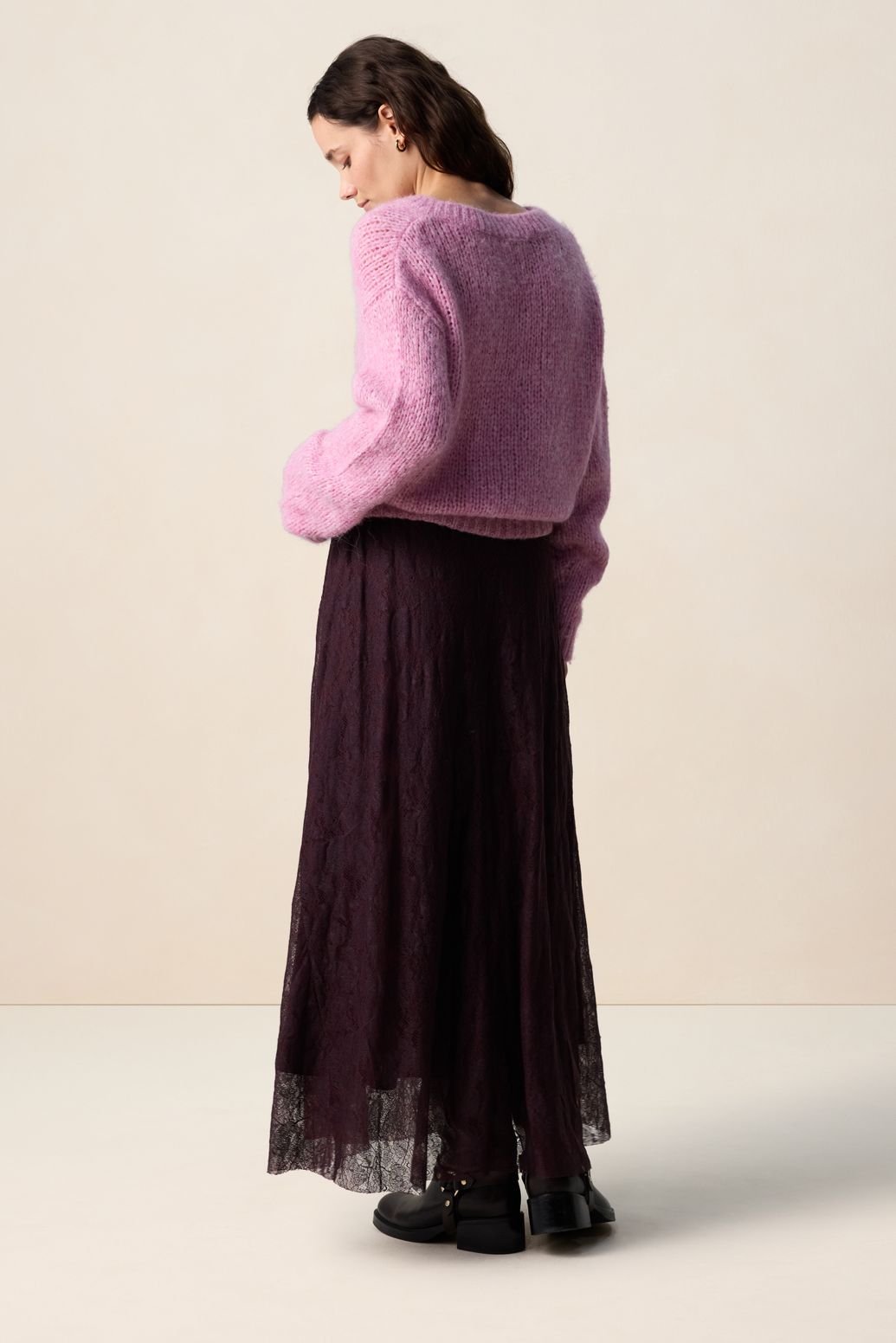 Paarse kanten maxi rok