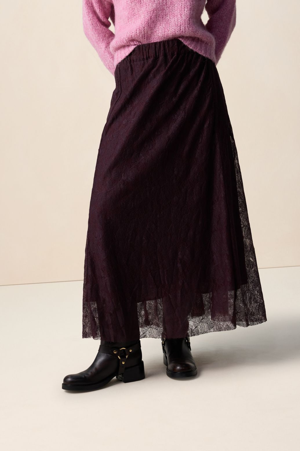 Paarse kanten maxi rok