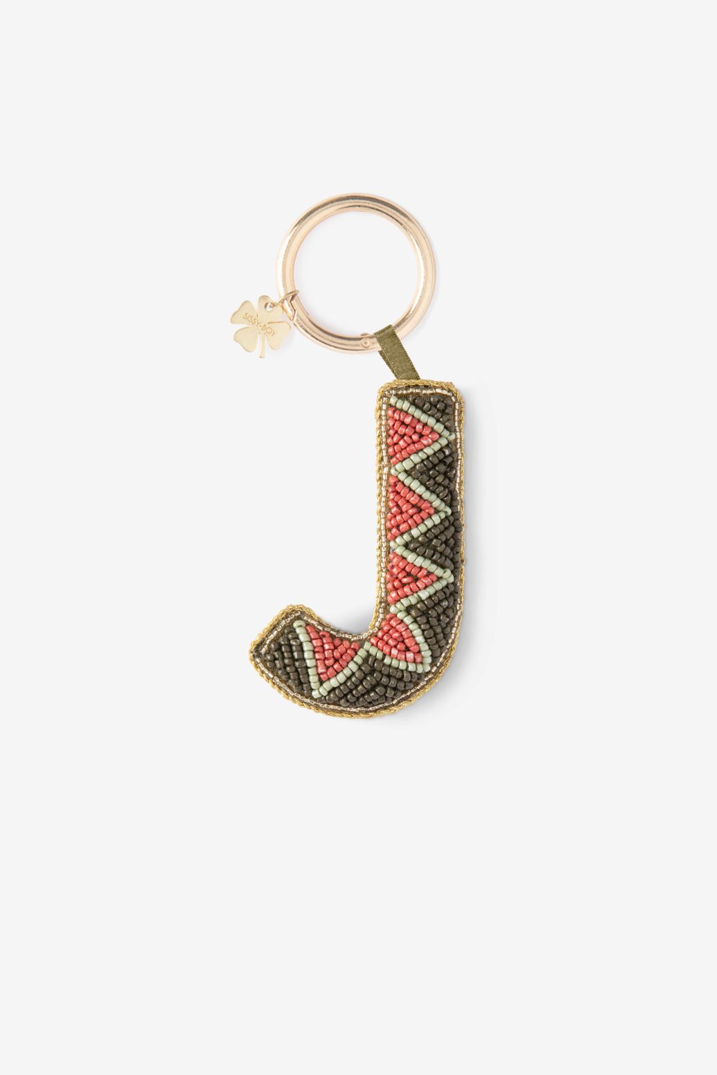 Donkergroene bag charm letter J