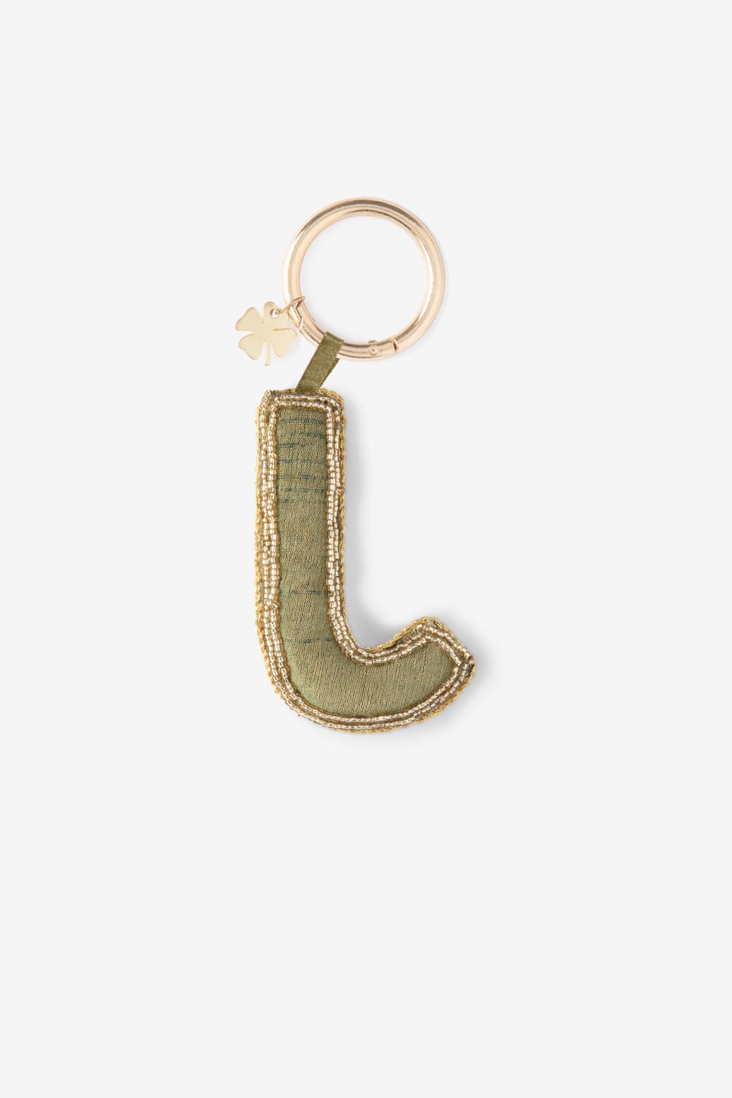 Donkergroene bag charm letter J