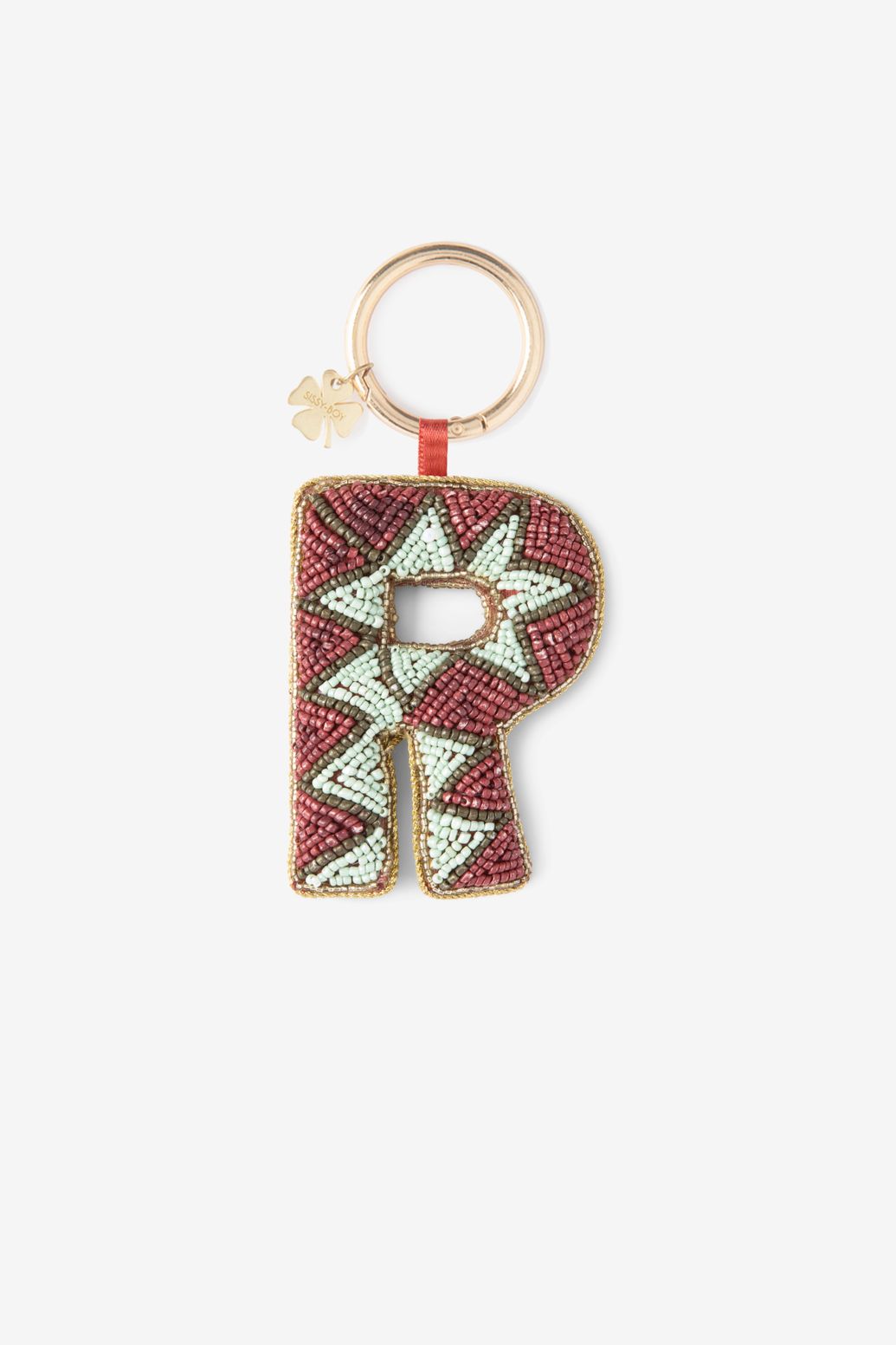Donkerrode bag charm letter R